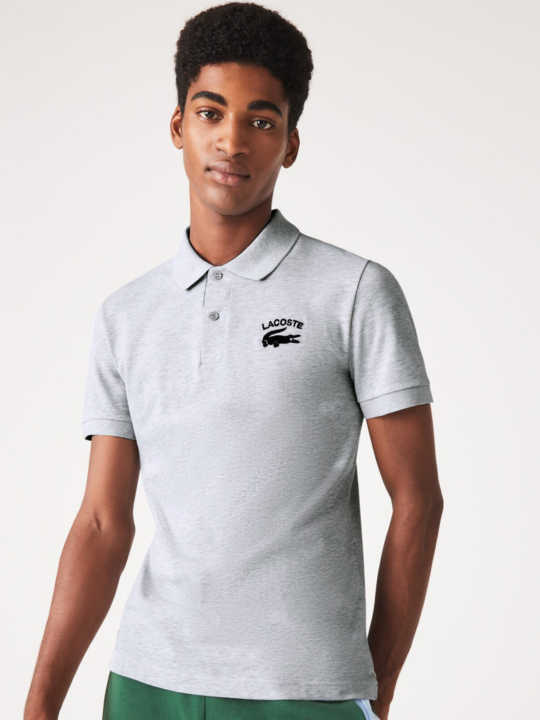 

Lacoste Men Brand Logo Polo Collar T-shirt, Grey