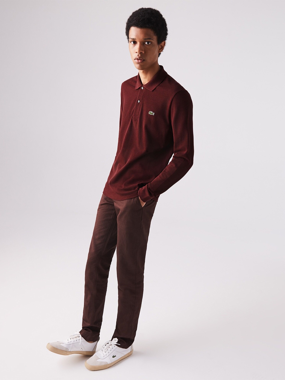 

Lacoste Men Plus Size Polo Collar Applique Cotton T-shirt, Maroon