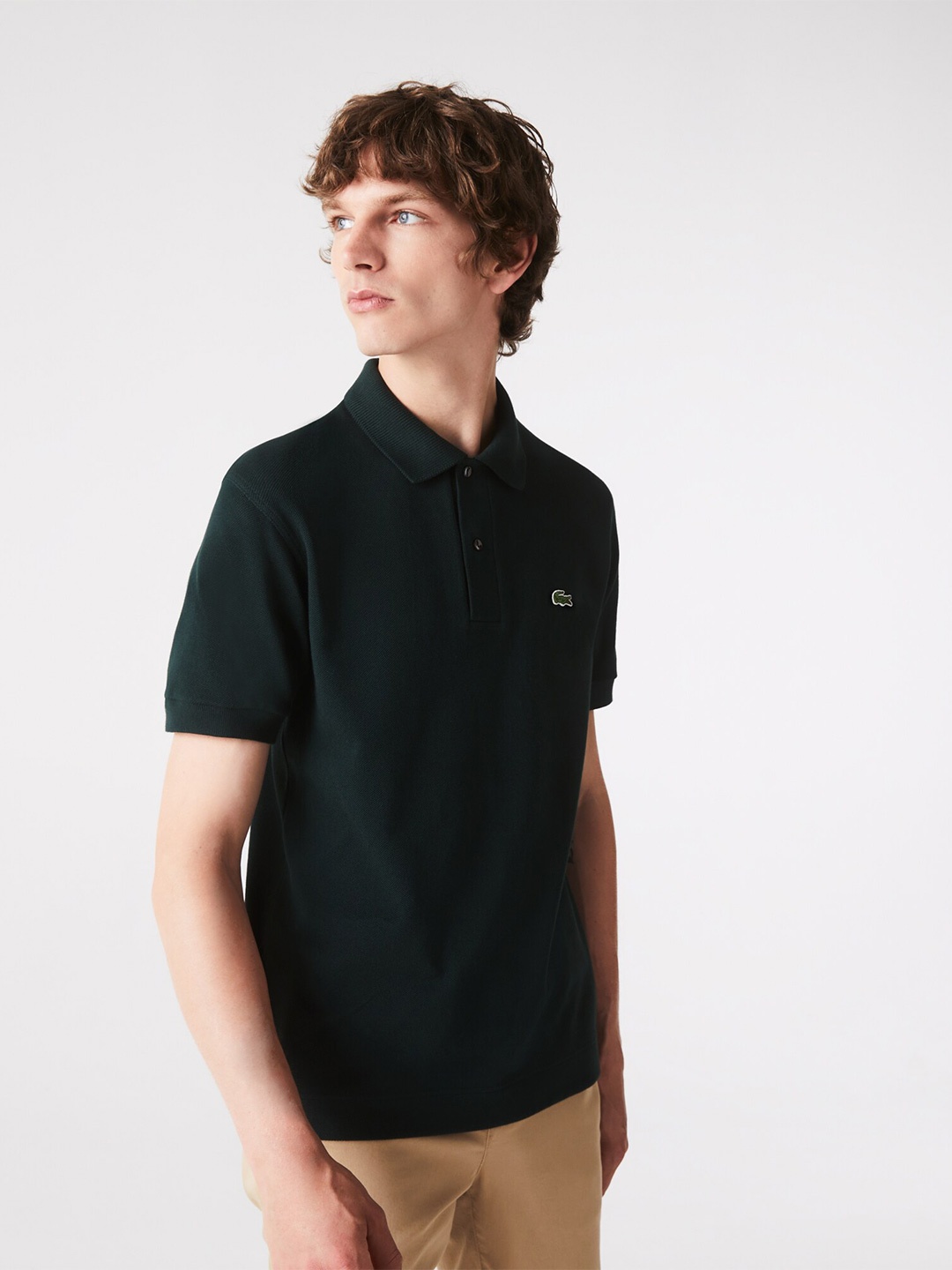 

Lacoste Men Polo Collar Applique Cotton T-shirt, Green