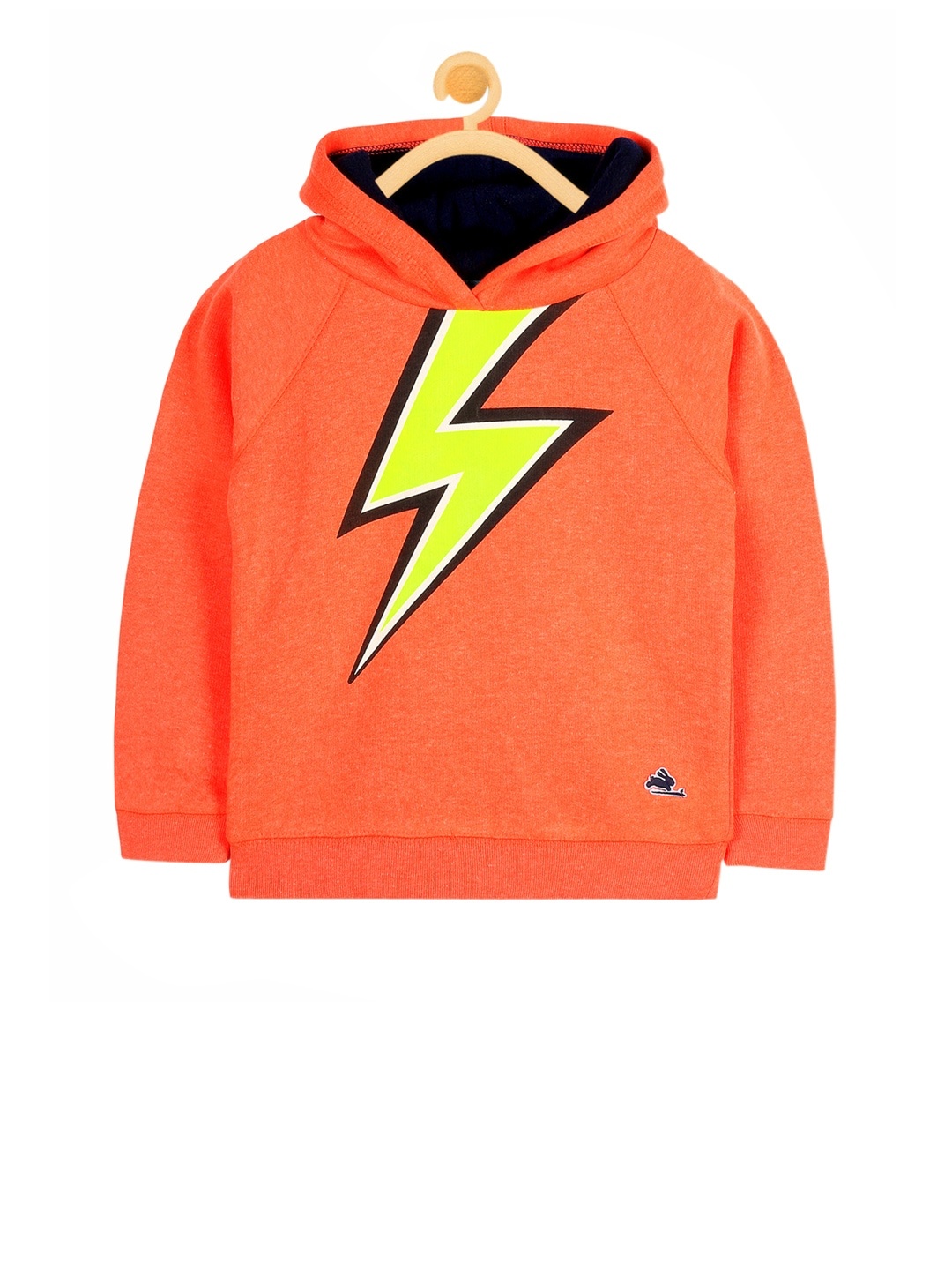 

Cherry Crumble Kids Solid Cotton Hooded Casual Winter Sweatshirt, Orange