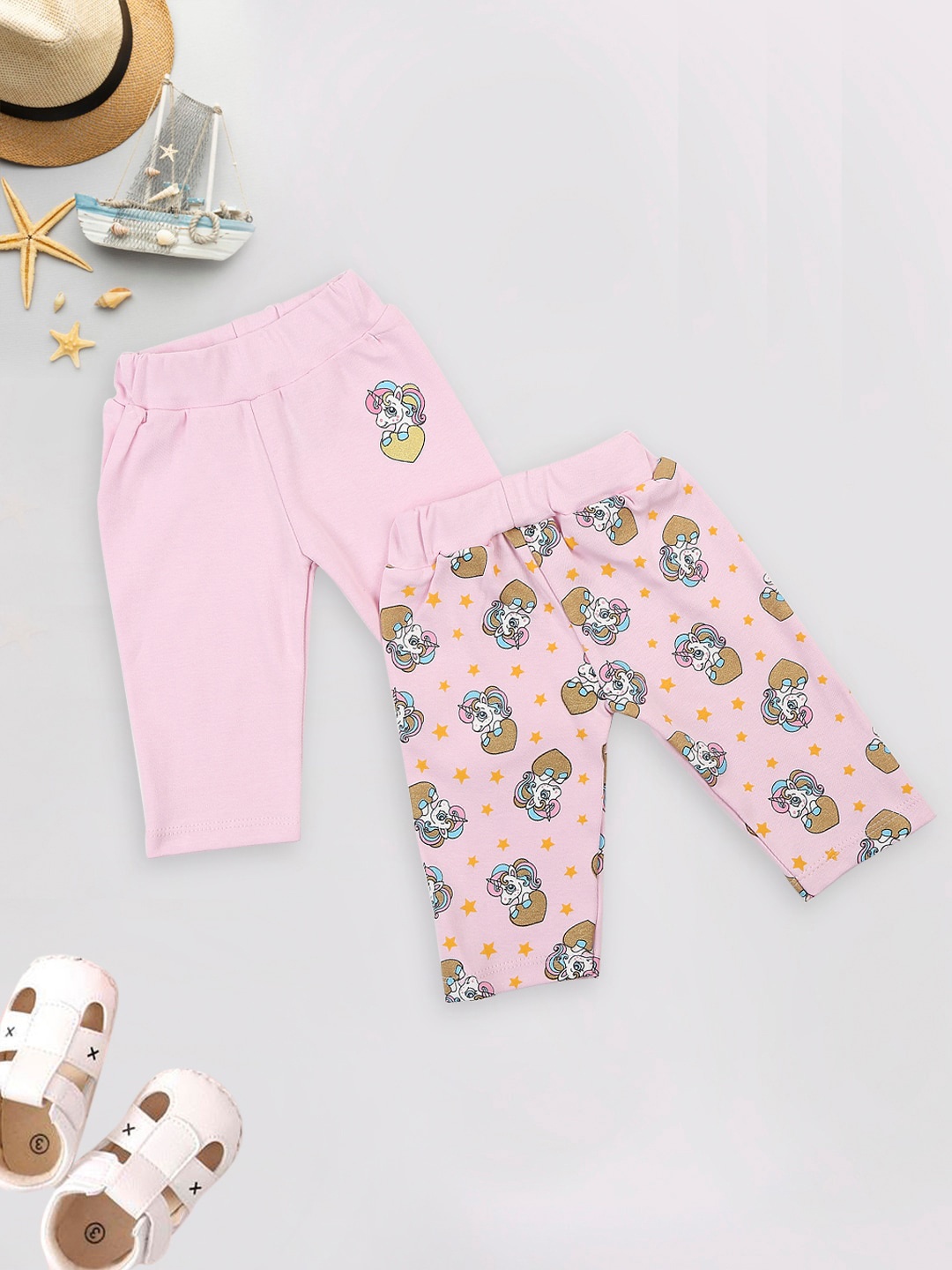 

MeeMee Kids Girls Pack Of 2 Printed Leggings, Pink
