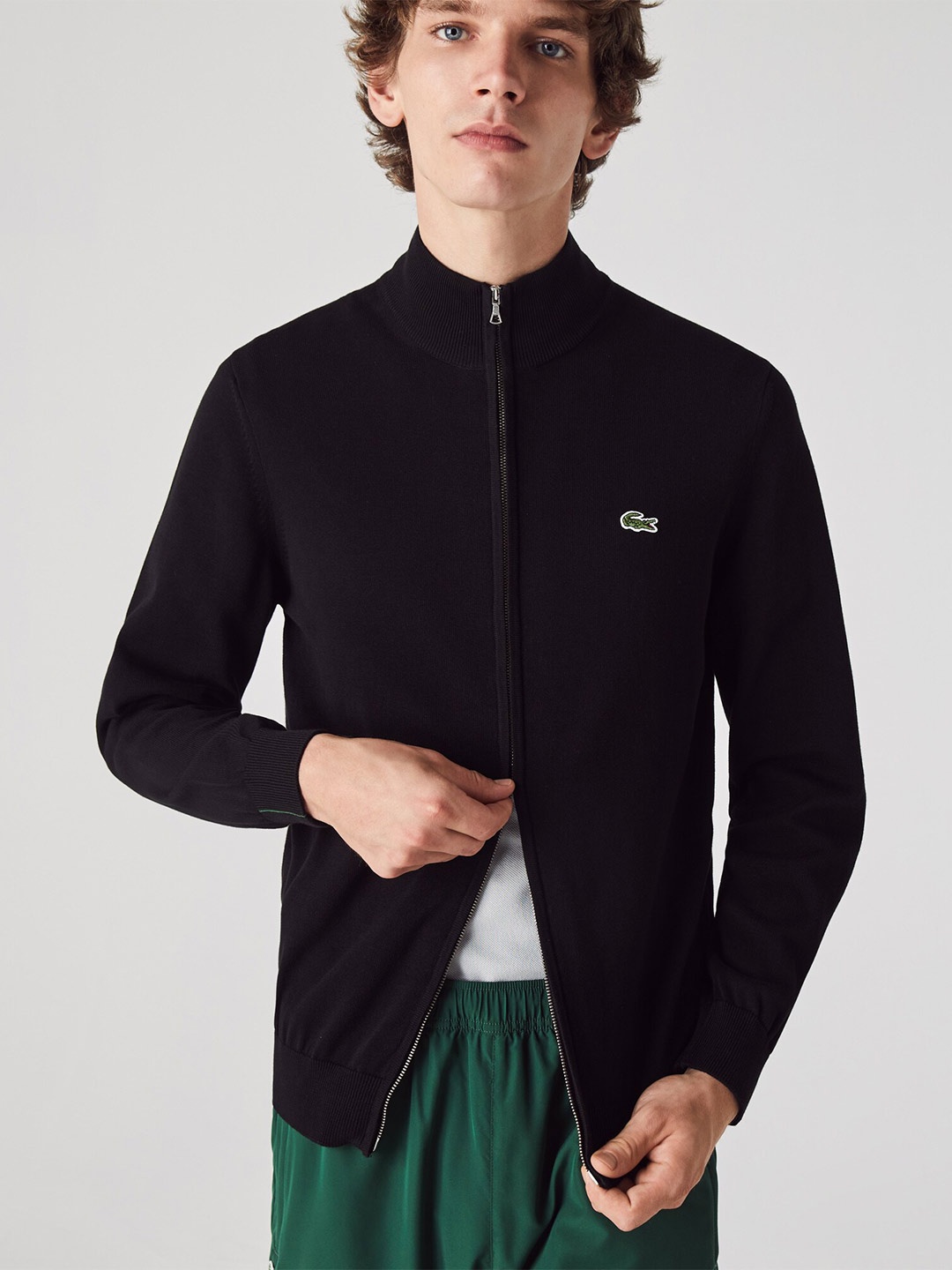 

Lacoste Men Organic Cotton Cardigan, Black