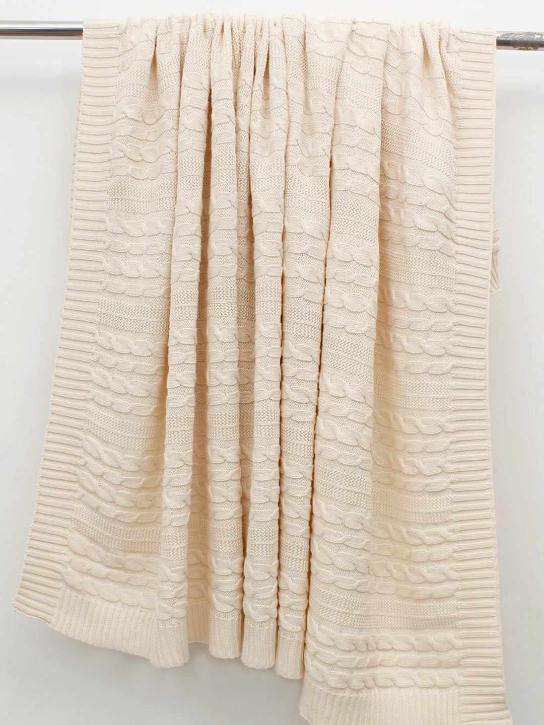

AVI Living Cream Organic Cotton Cable Knitted Throw