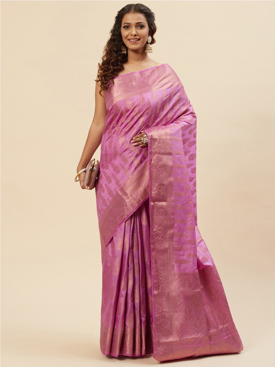 

Meena Bazaar Woven Design Zari Art Silk Saree, Purple