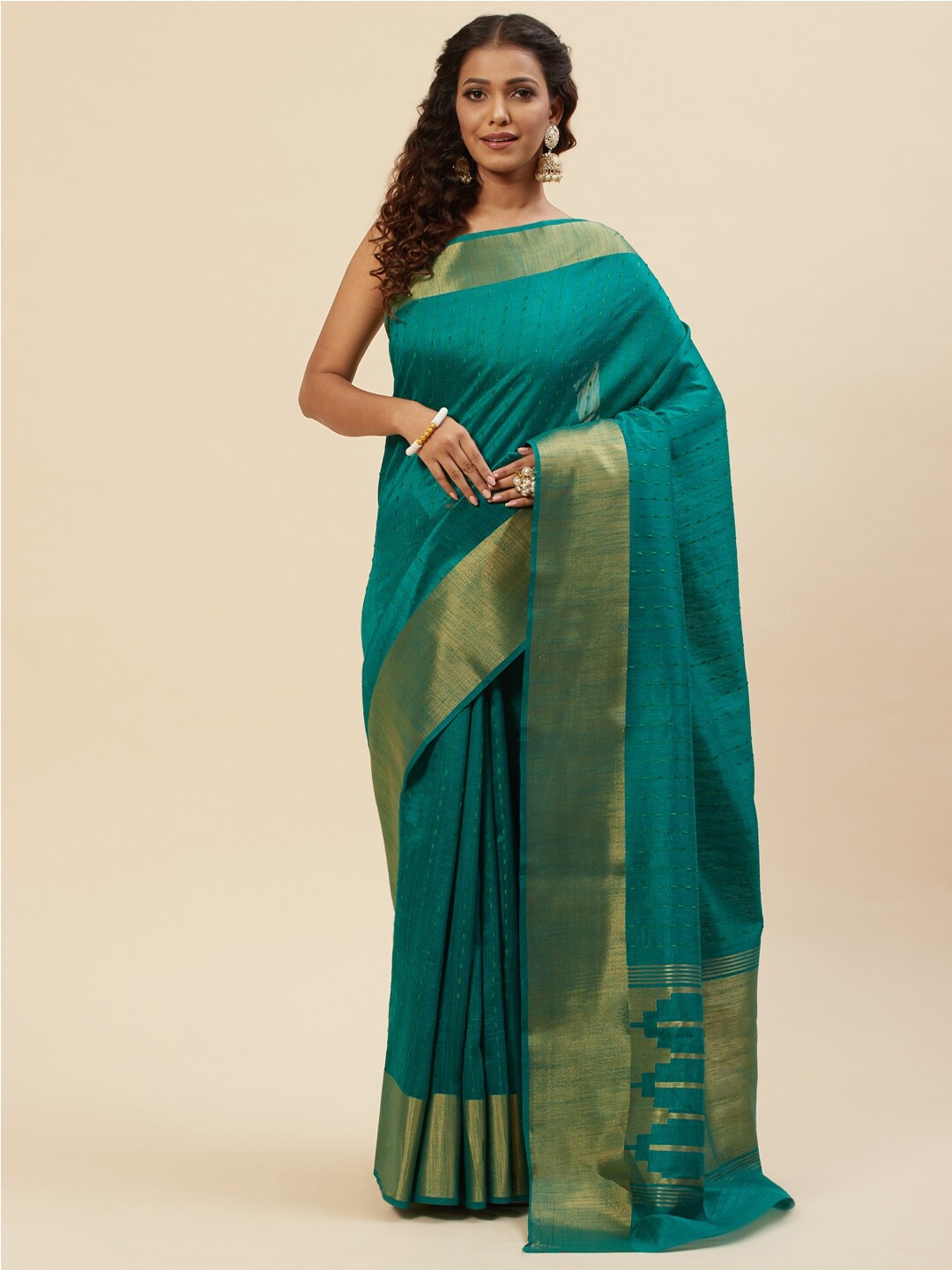 

Meena Bazaar Woven Design Zari Art Silk Saree, Green