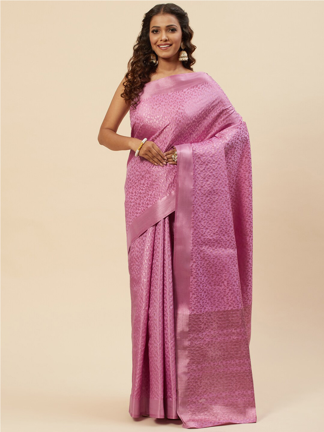 

Meena Bazaar Woven Design Zari Art Silk Saree, Purple
