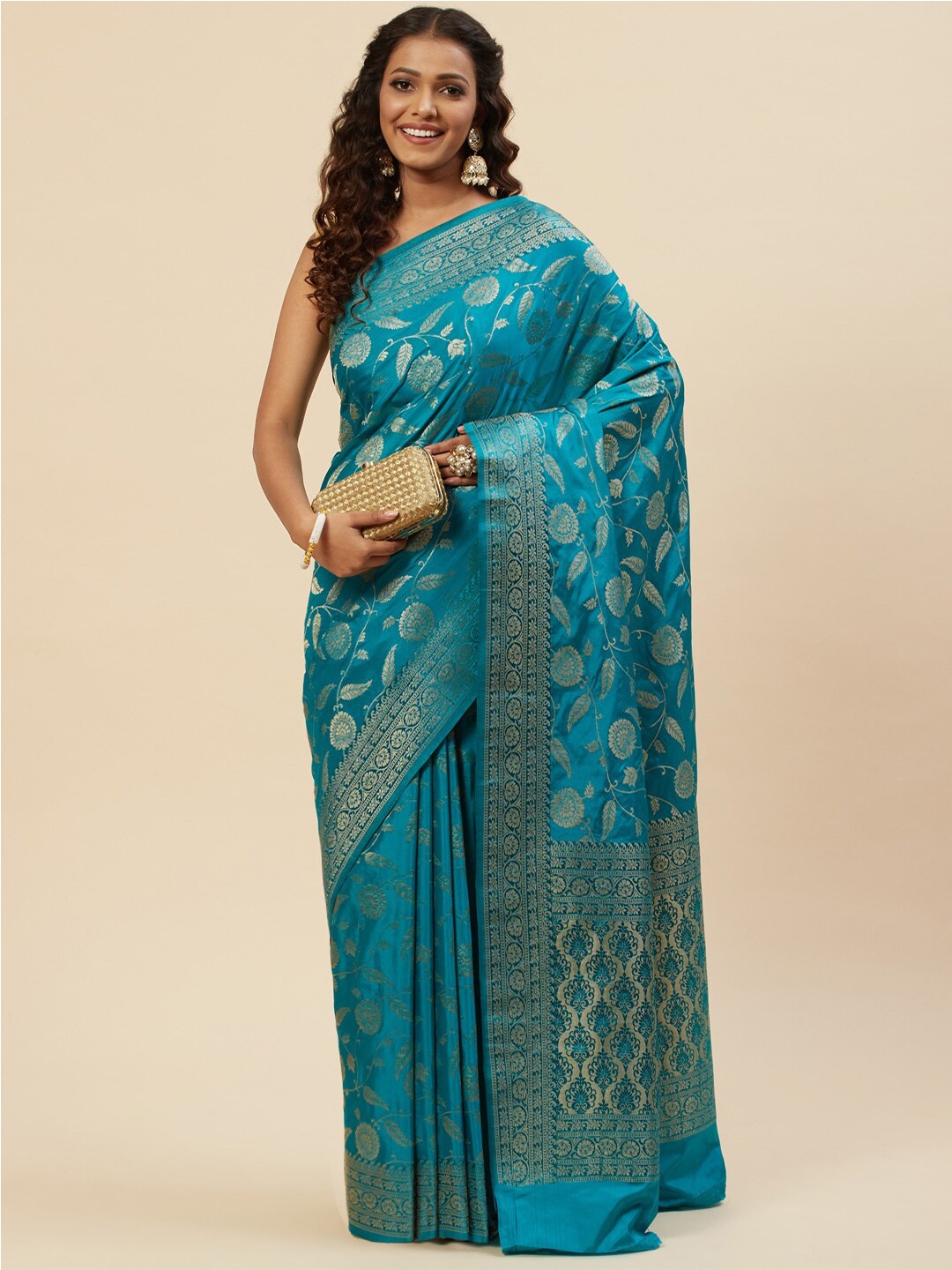 

Meena Bazaar Woven Design Zari Art Silk Saree, Blue