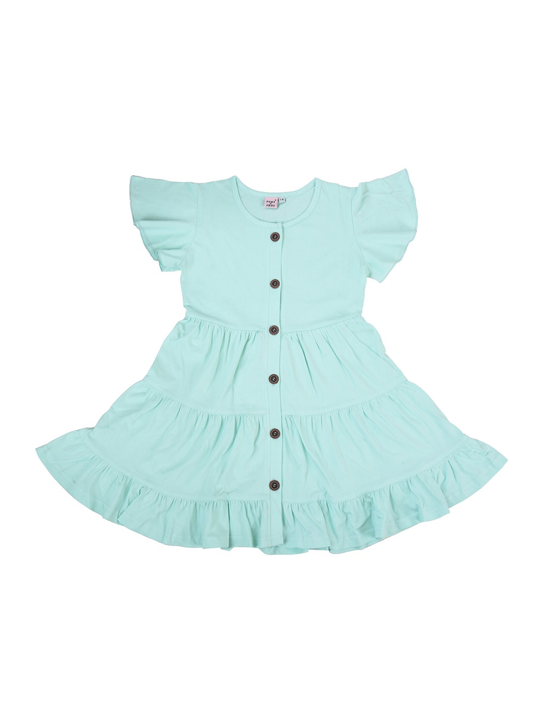

POMY & JINNY Fit And Flare Round Neck Cotton Dress, Sea green