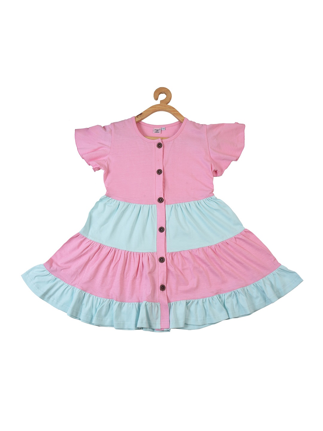

POMY & JINNY Fit And Flare Round Neck Cotton Dress, Pink