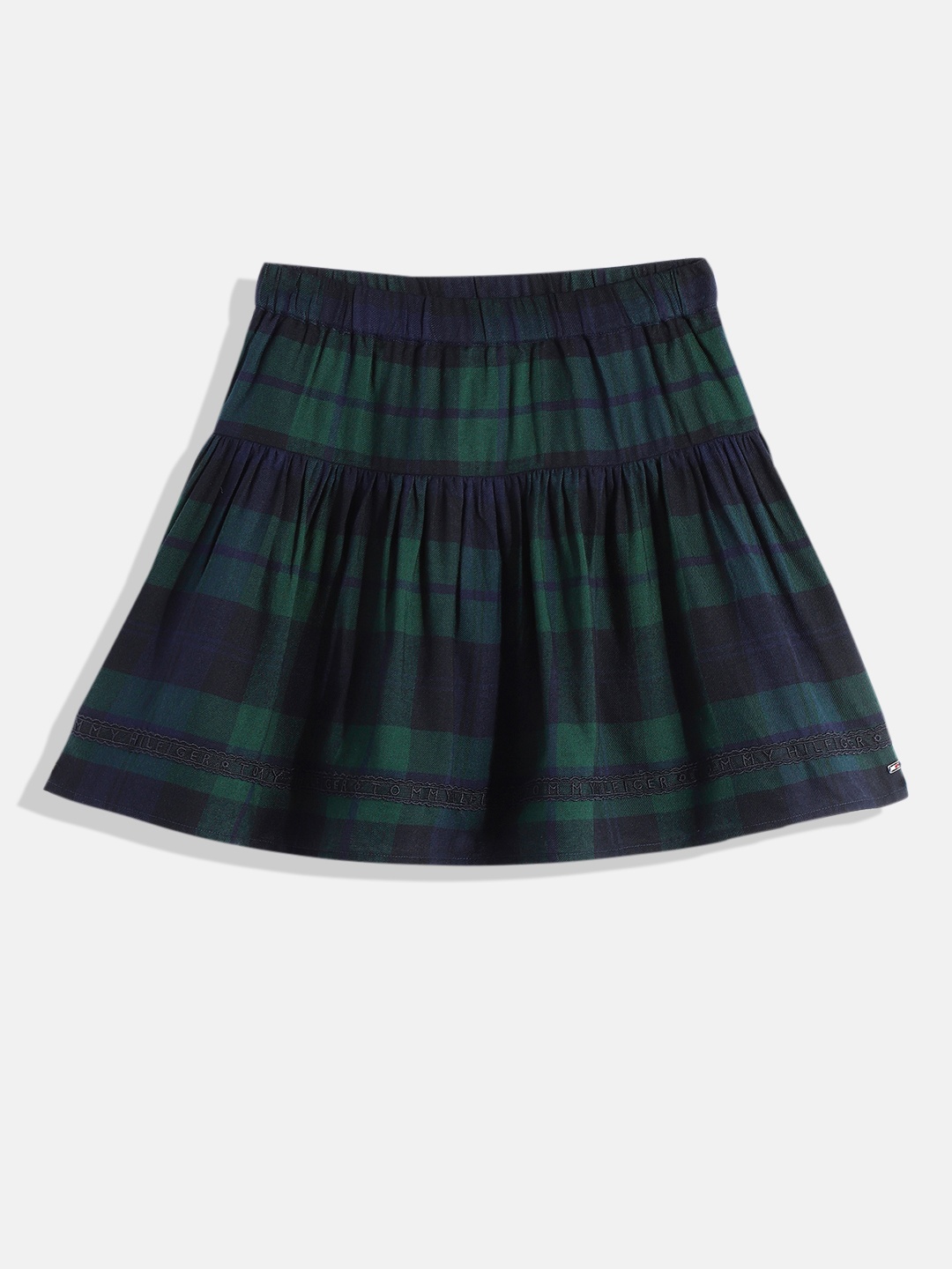 

Tommy Hilfiger Girls Tartan Checked Flared Skirt, Green