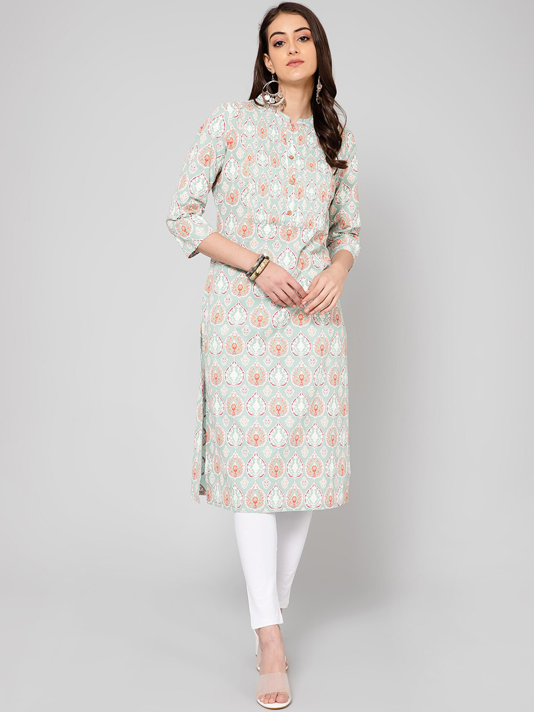 

Cantabil Women Floral Printed Cotton Kurta, Green