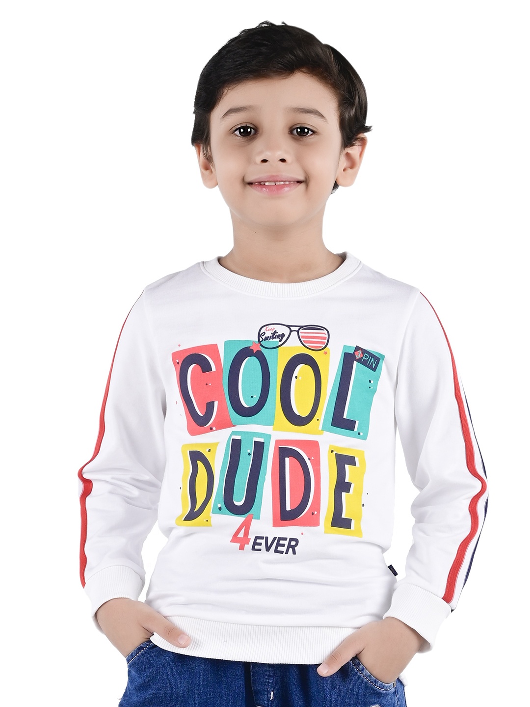 

3PIN Boys Printed Cotton Sweatshirt, White