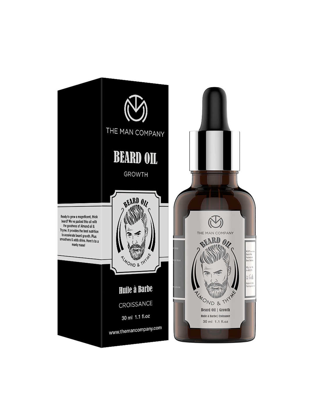 

The Man Company Beard Oil for Growing Beard Faster with Almond & Thyme- 30ML, Black