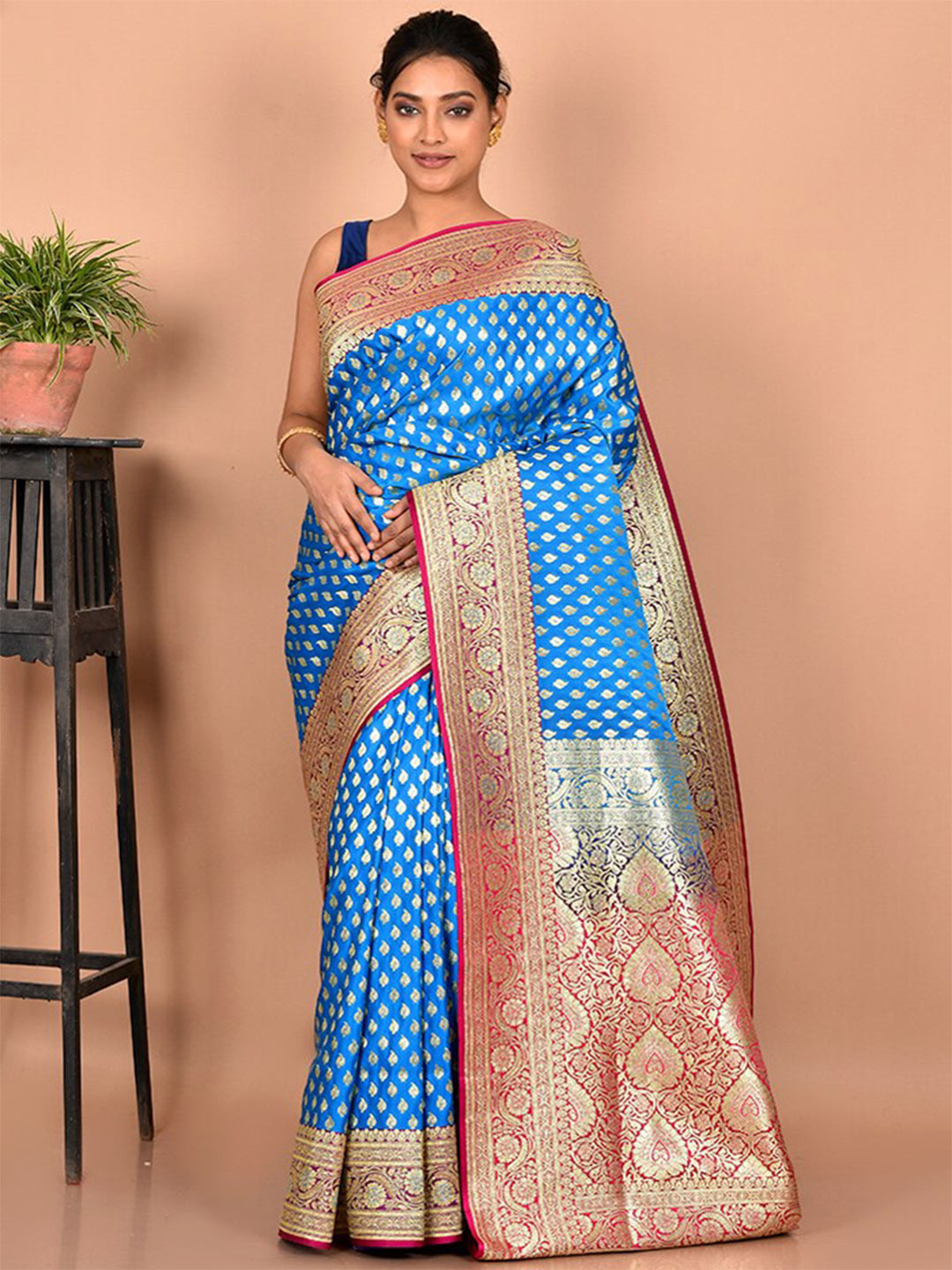 

AllSilks Woven Design Zari Banarasi Saree, Blue