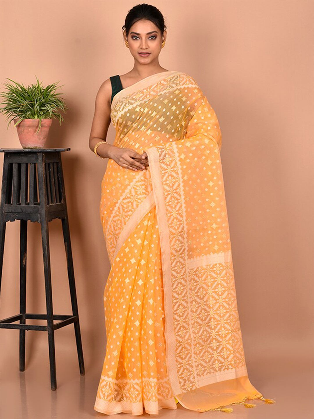 

AllSilks Woven Design Saree, Yellow