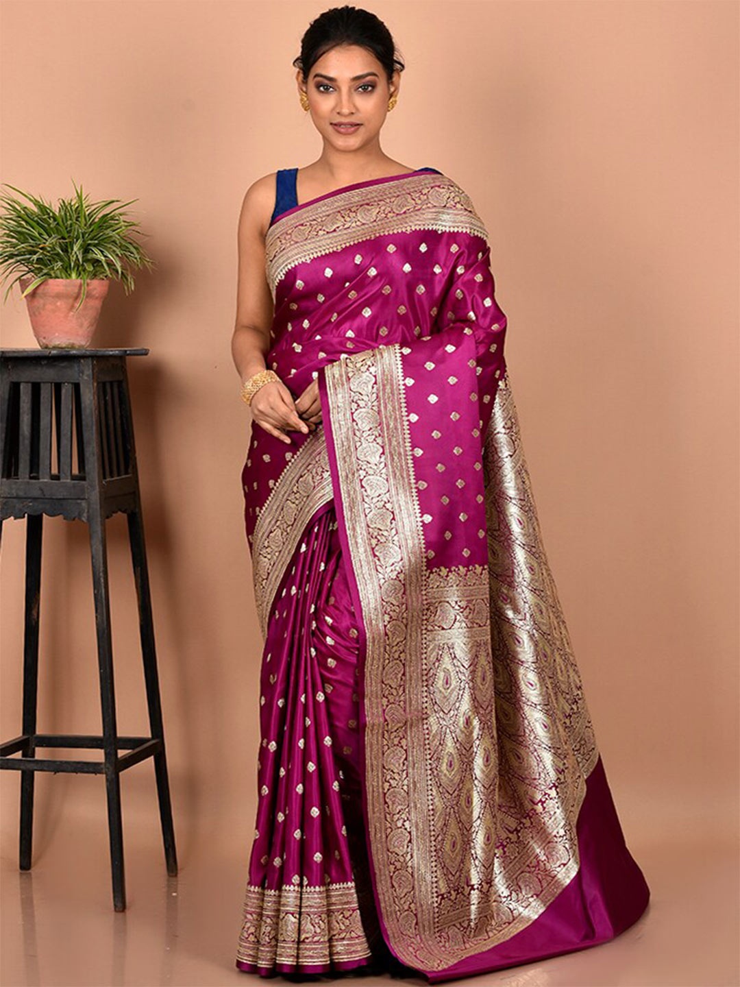 

AllSilksWoven Design Zari Banarasi Saree, Purple
