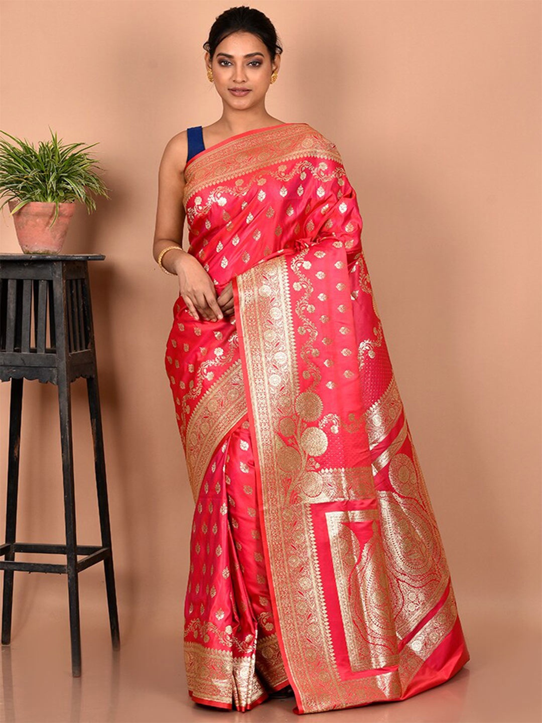 

AllSilks Woven Design Zari Banarasi Saree, Pink