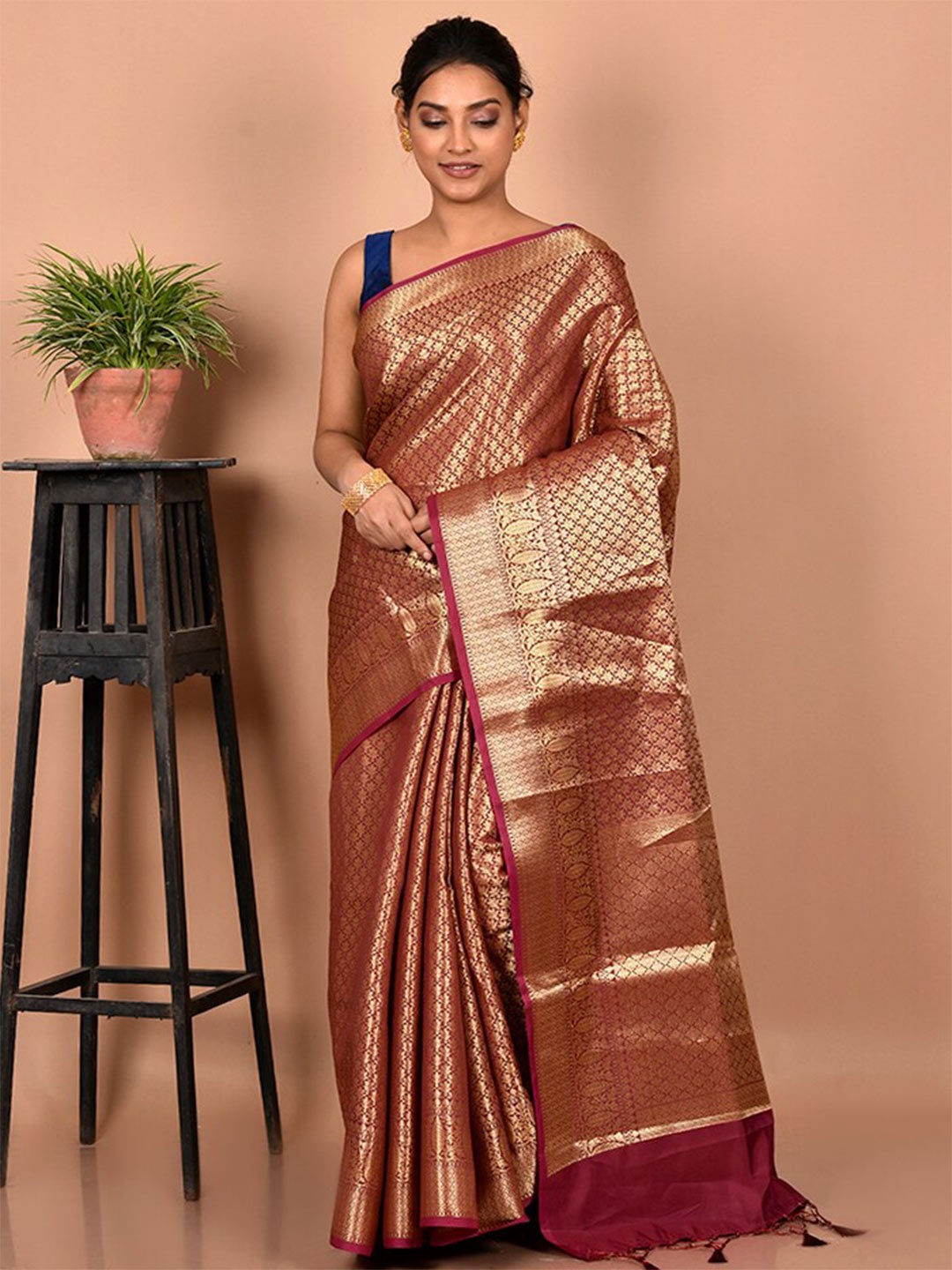 

AllSilks Woven Design Zari Saree, Maroon