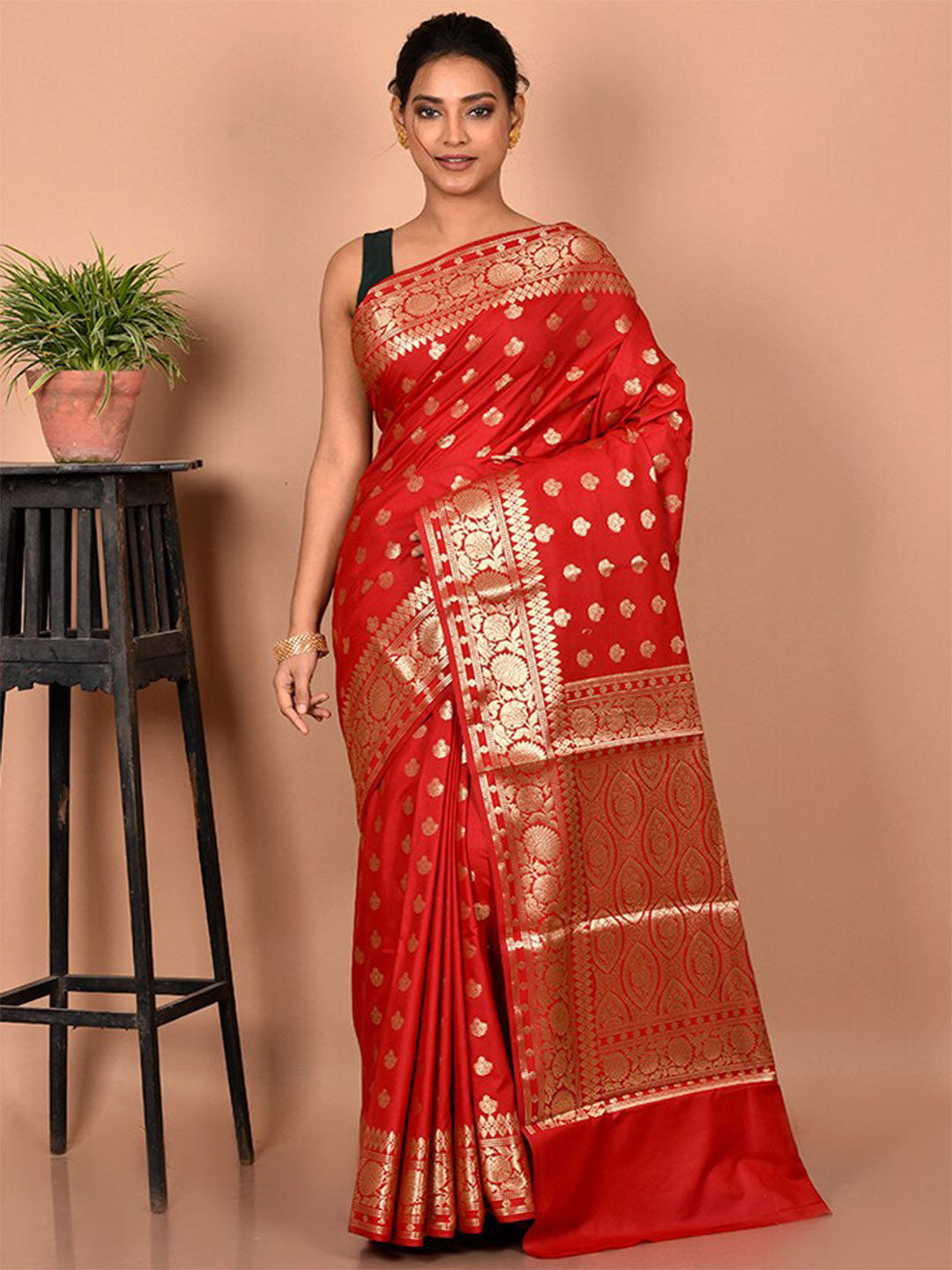 

AllSilks Woven Design Zari Uppada Saree, Red