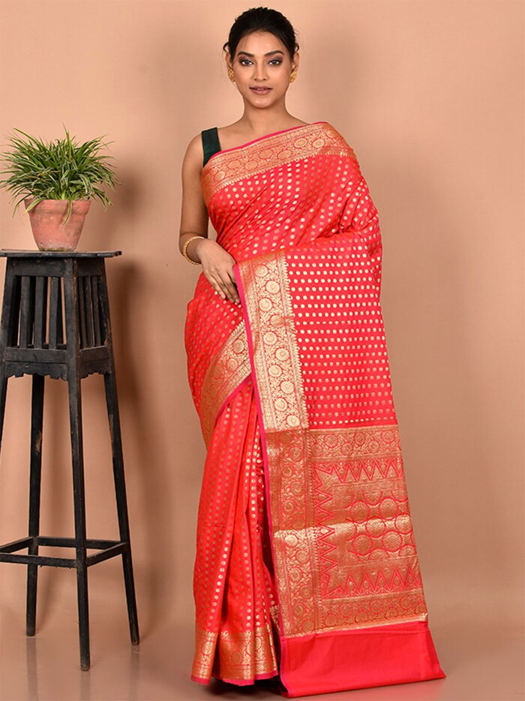 

AllSilks Woven Design Zari Uppada Saree, Pink