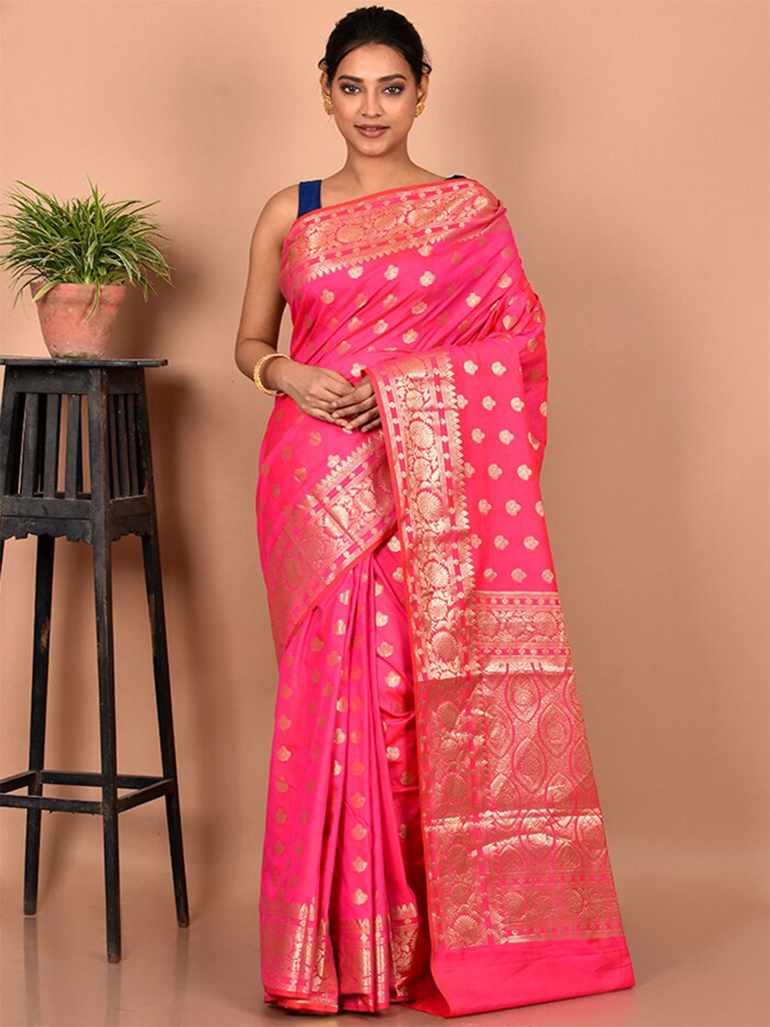 

AllSilks Woven Design Zari Uppada Saree, Pink