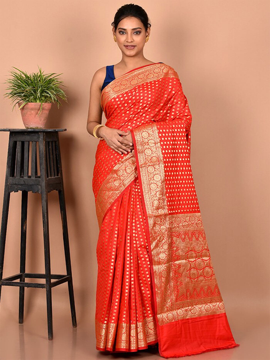 

AllSilks Woven Design Zari Uppada Saree, Red