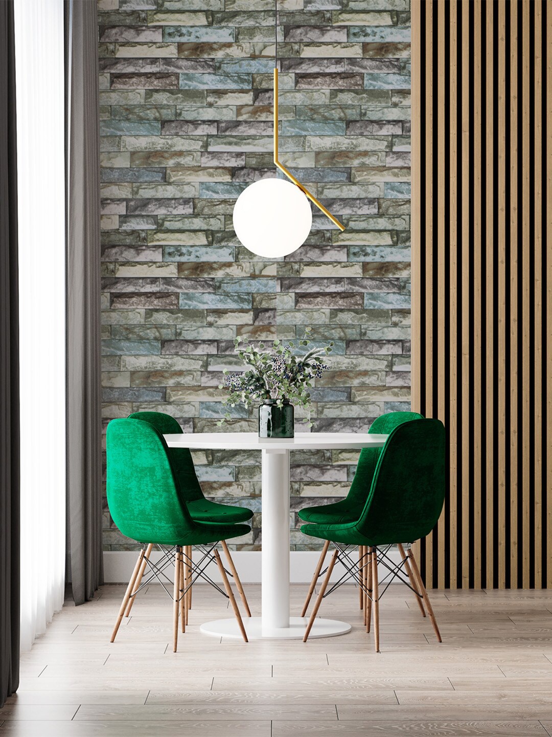 

Bonhomie Green Wood Pattern Self Adhesive Wall Sticker Wallpapers