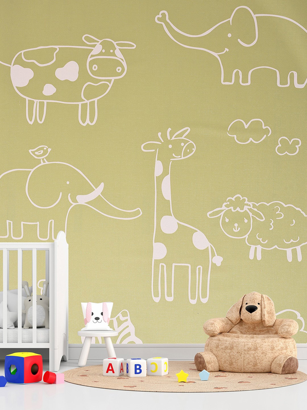 

Bonhomie Birds & Animals Printed Wall Sticker Wallpapers, Green