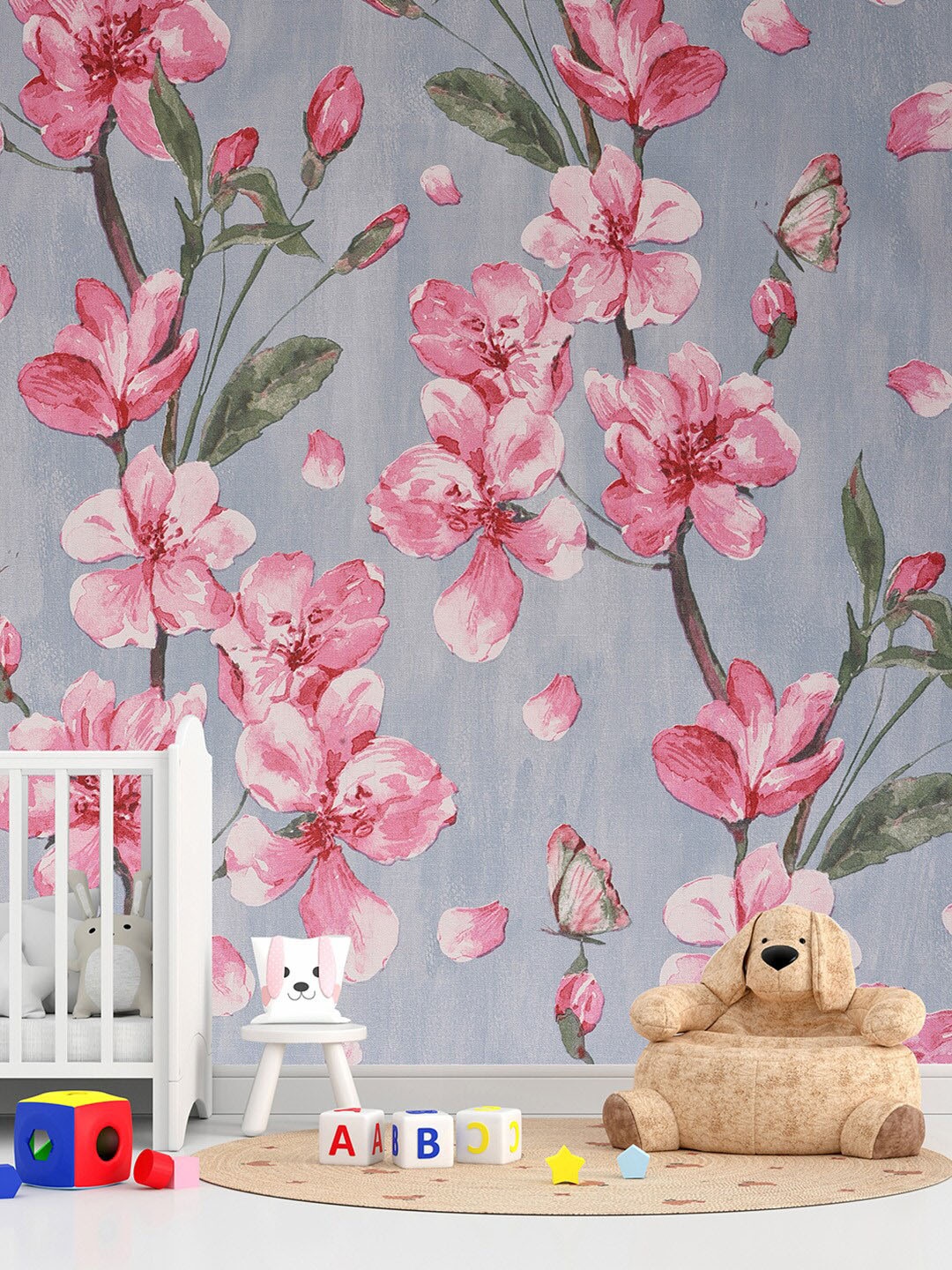 

Bonhomie Floral Printed Self Adhesive Wall Sticker Wallpapers, Blue