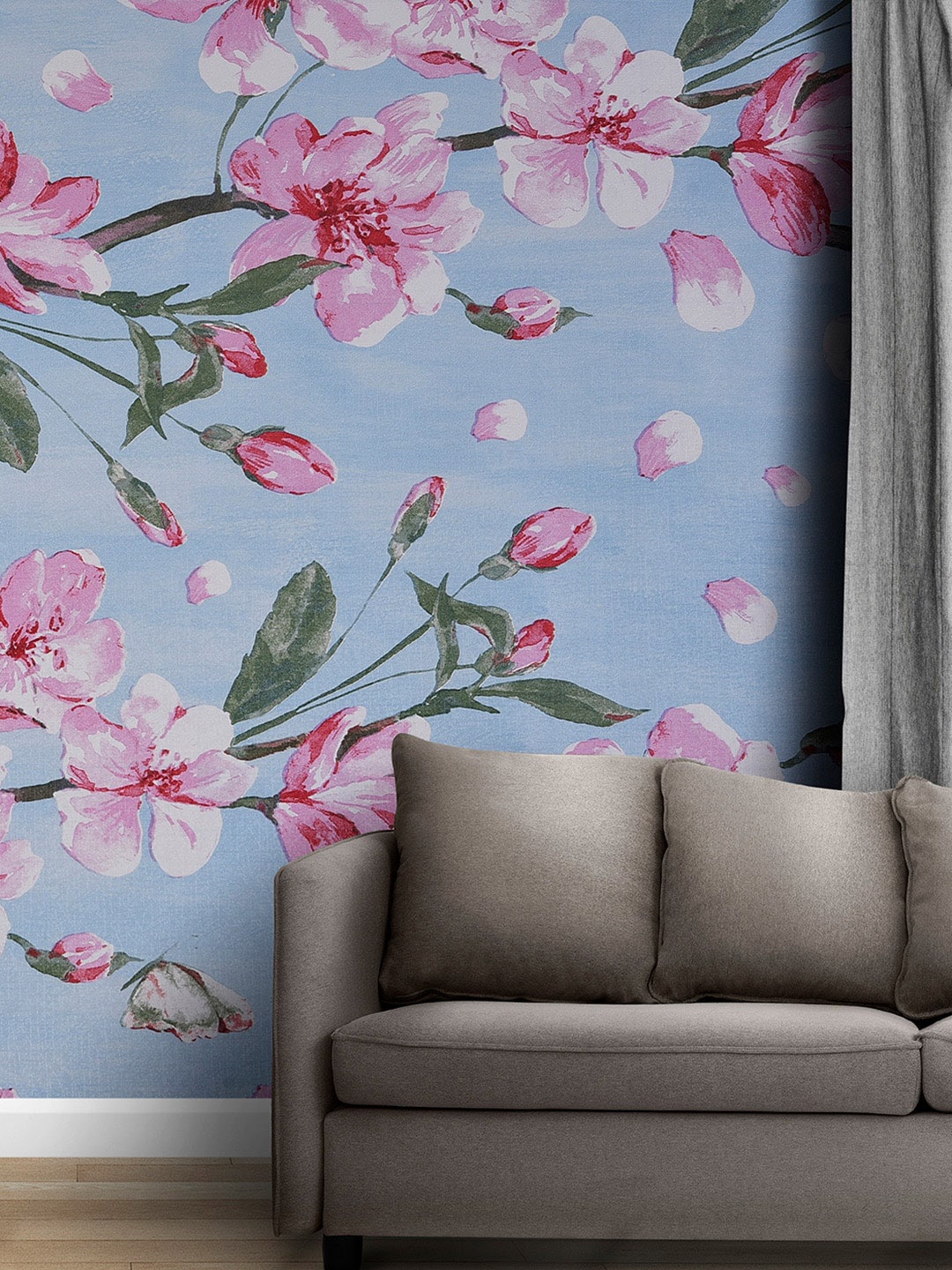 

Bonhomie Blue & Pink Floral Printed Wallpaper Sticker