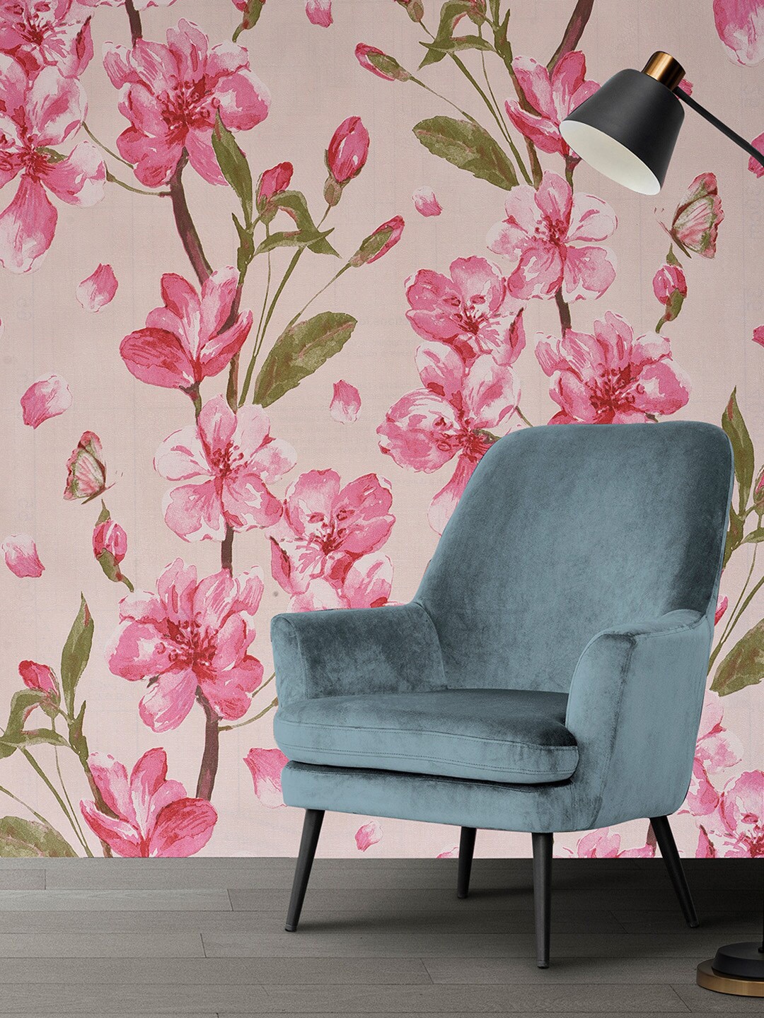 

Bonhomie Pink Floral Printed Wall Sticker Wallpaper