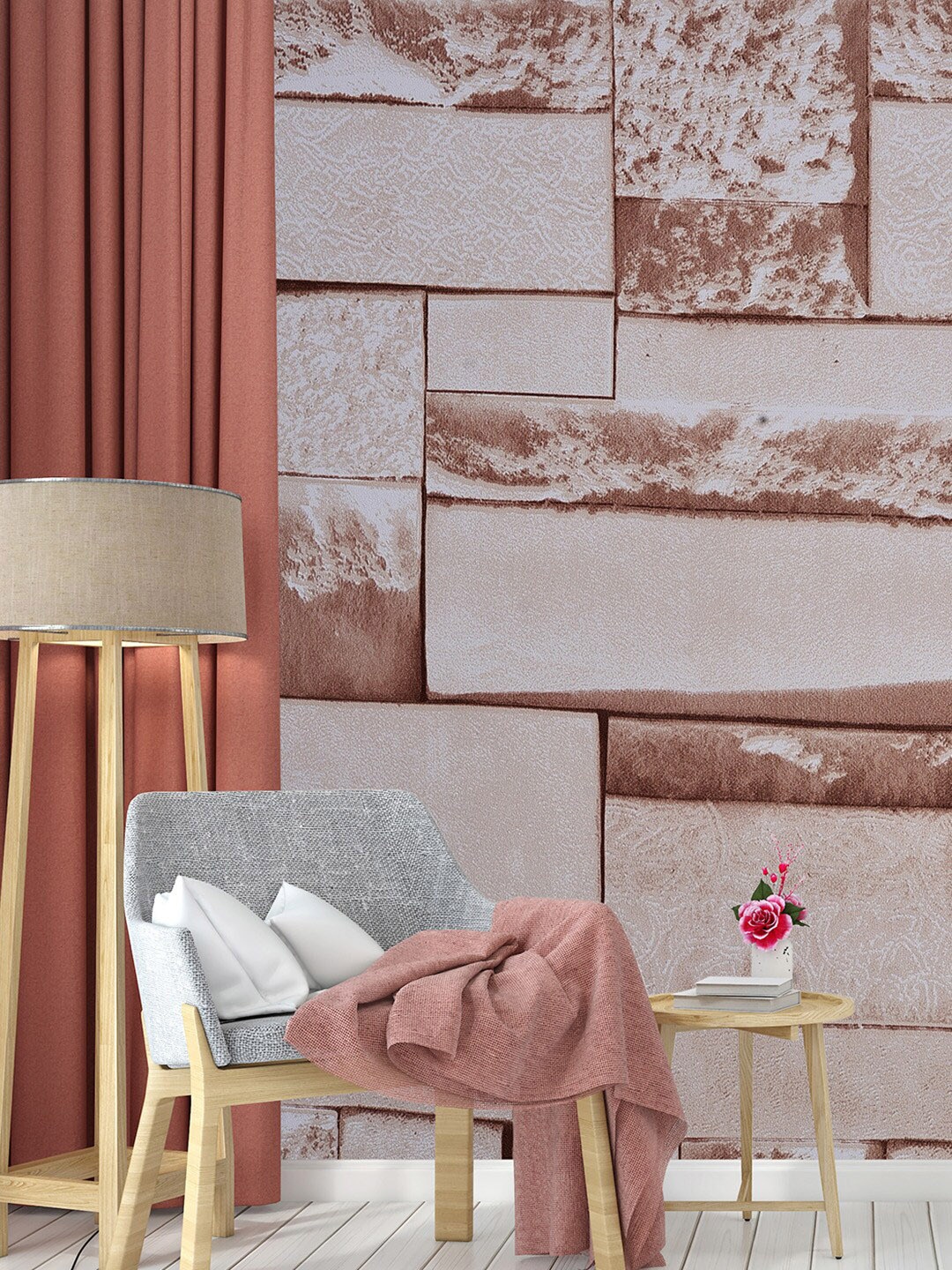 

Bonhomie Brown Brick Pattern Self Adhesive Wall Sticker Wallpaper