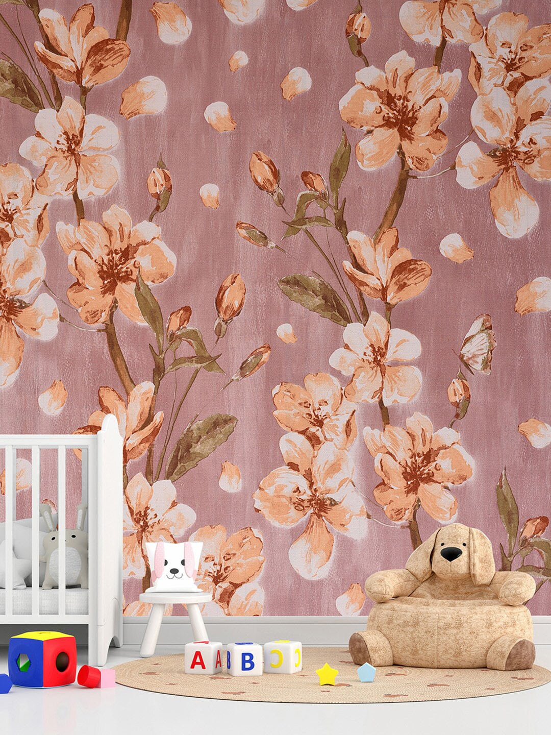 

Bonhomie Beige Floral Printed Wall Sticker Wallpaper