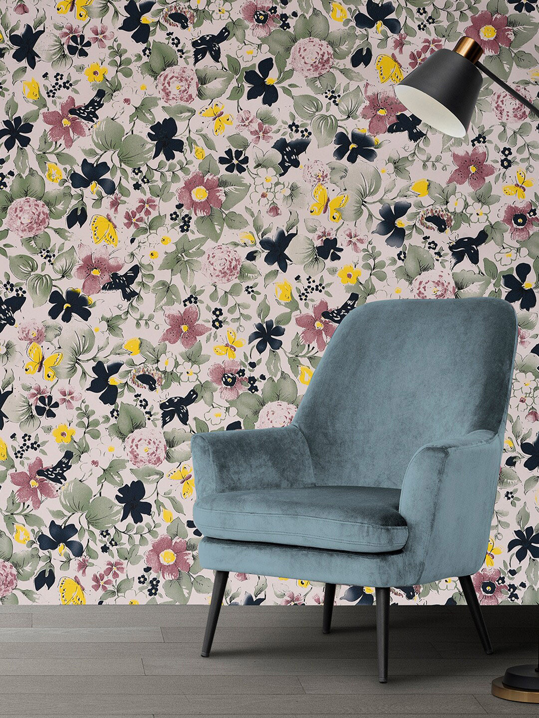 

Bonhomie Green & Pink Floral Printed Wall Sticker Wallpaper