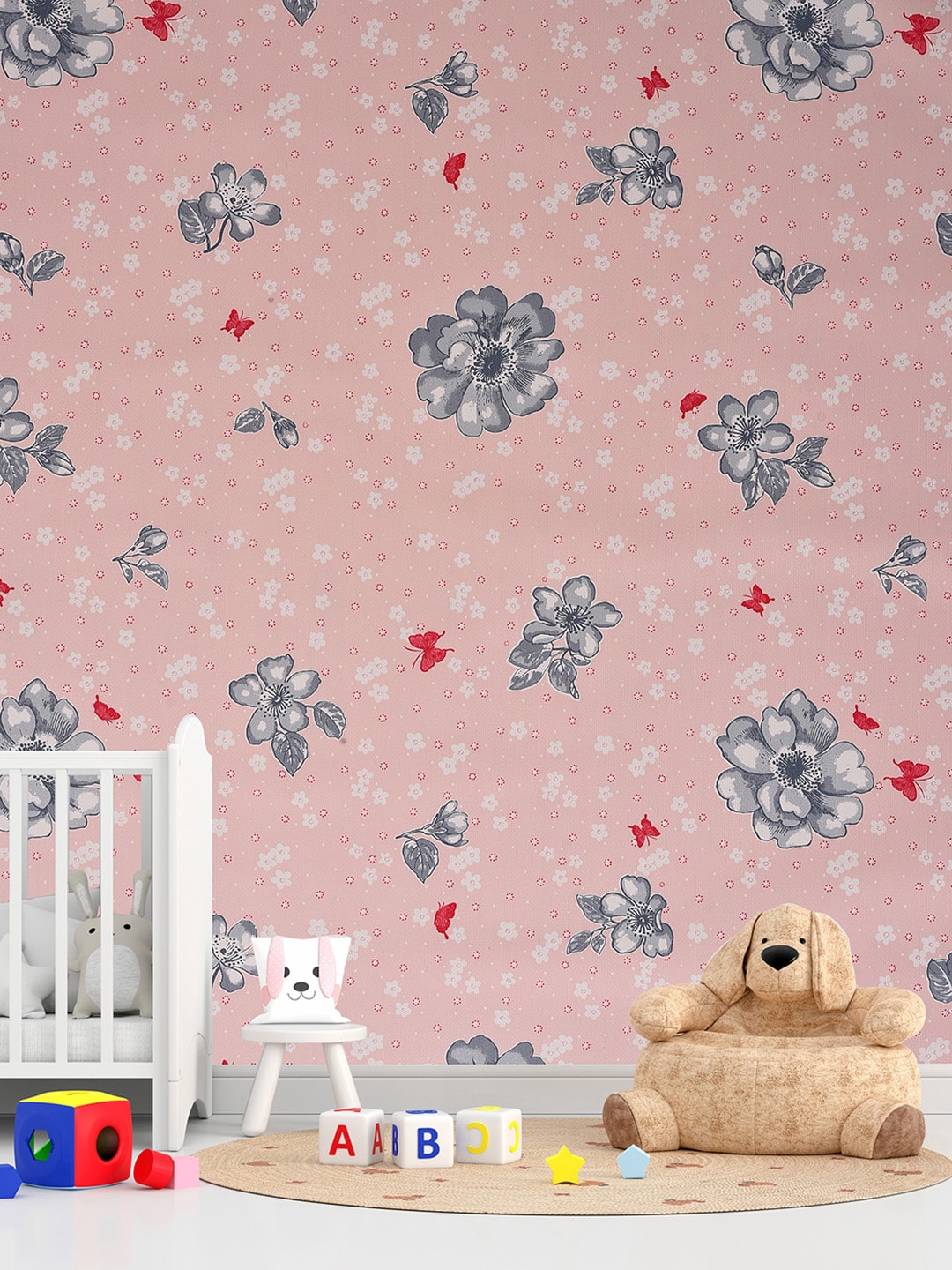 

Bonhomie Pink Floral Printed Wall Sticker Wallpaper