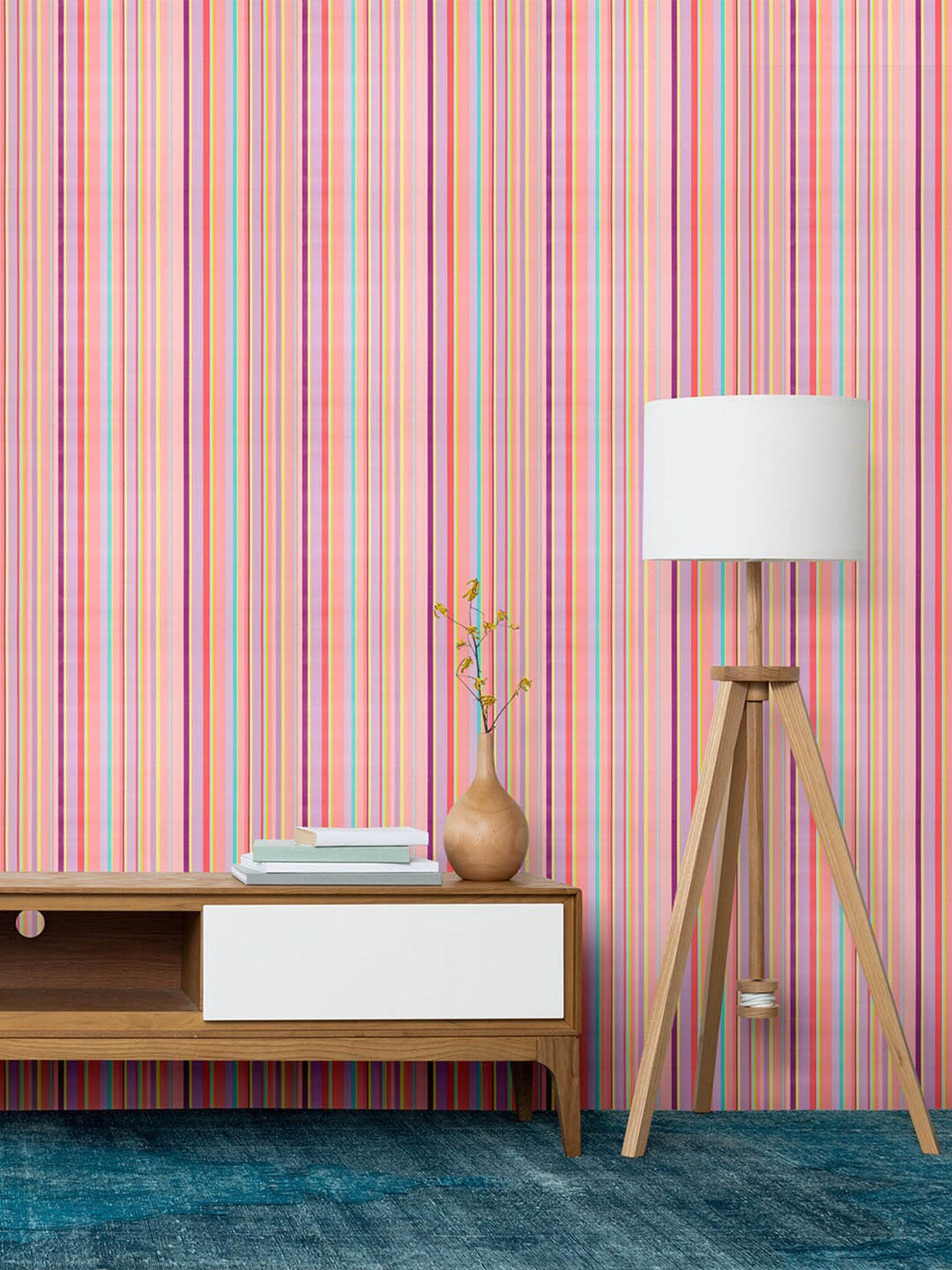 

Bonhomie Striped Simple Elegant Self Adhesive Wall Sticker Wallpaper, Pink