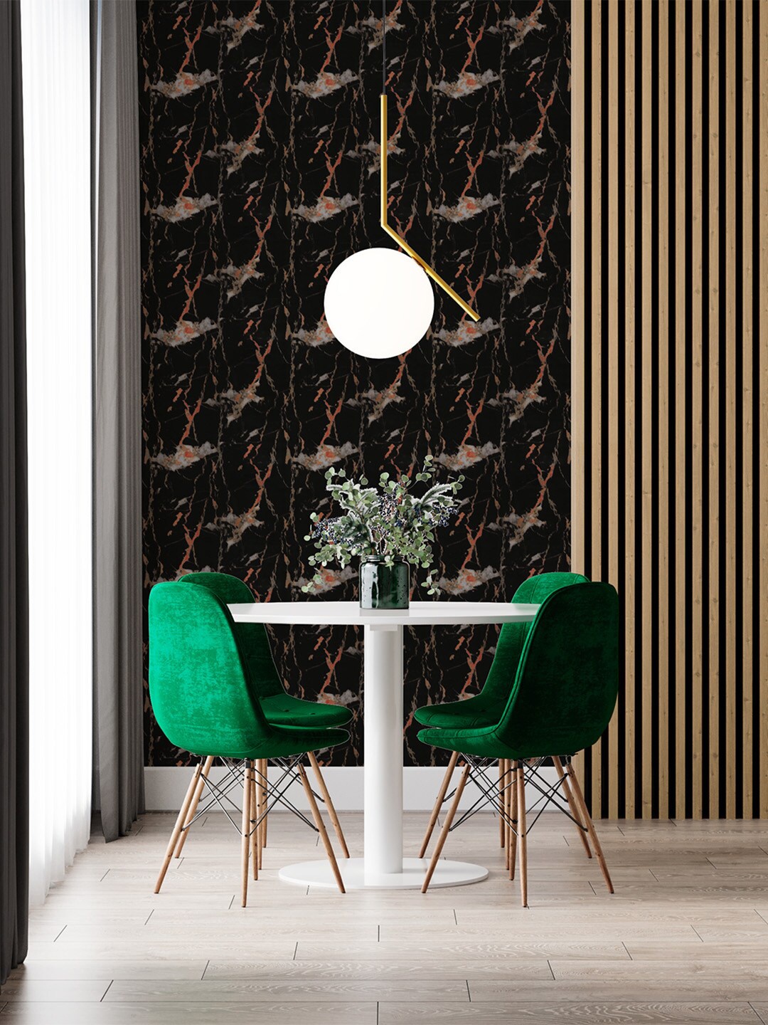 

Bonhomie Marble Pattern Self Adhesive Wall Sticker Wallpapers, Black