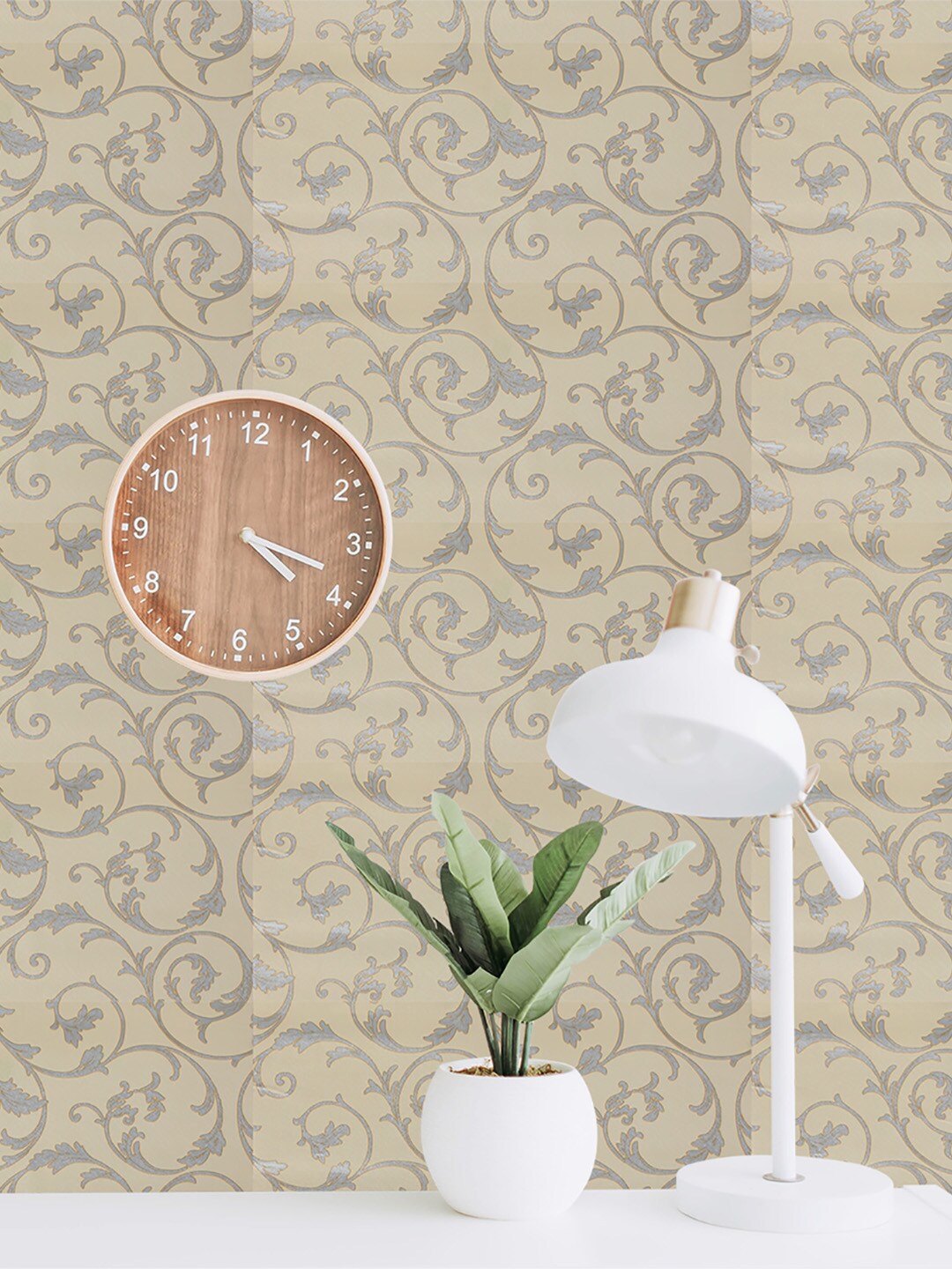 

Bonhomie Simple Elegant Printed Self Adhesive Wall Sticker, Cream