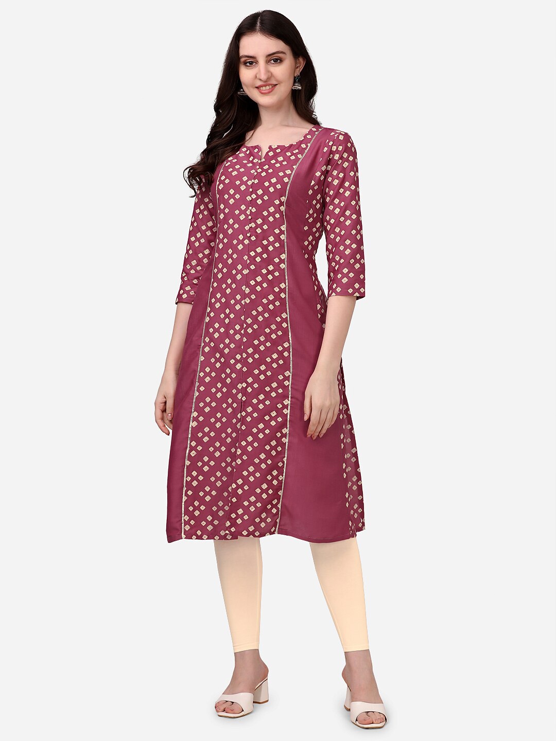 

HERE&NOW Bandhani Printed Kurta, Maroon