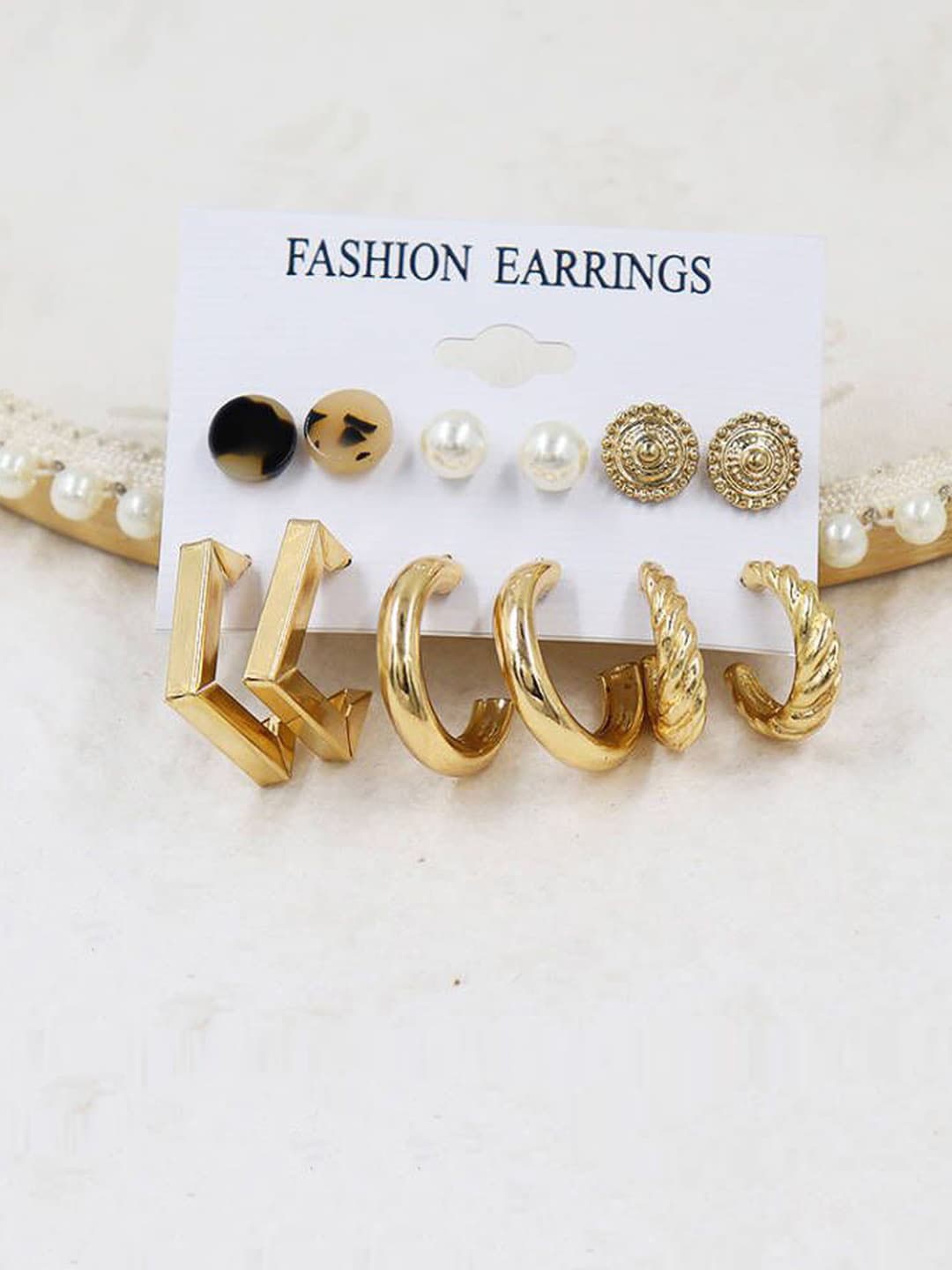 

Jewels Galaxy Set Of 9 Gold Plated Contemporary Drop Earrings