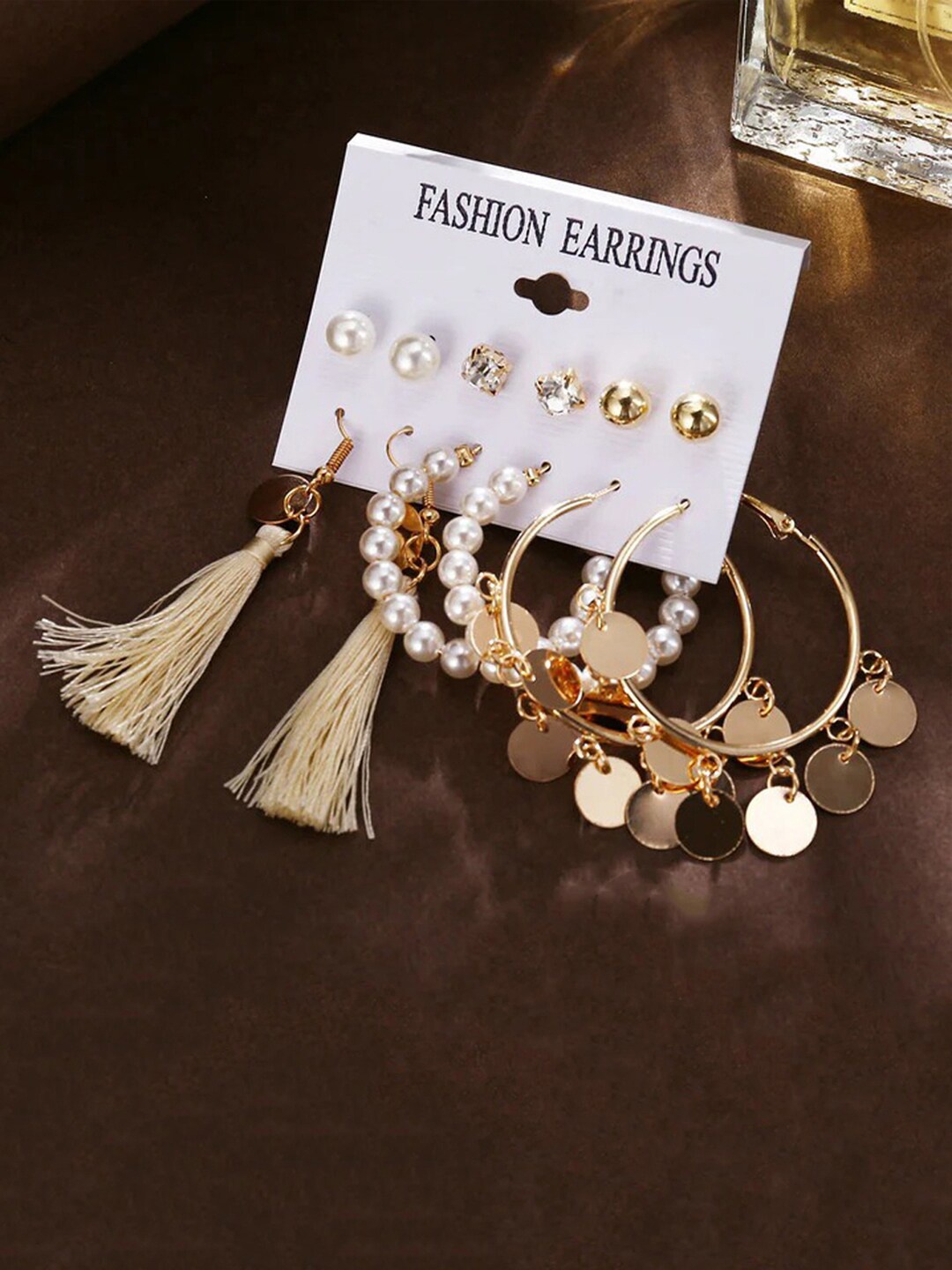 

Jewels Galaxy Set Of 6 Gold Plated Contemporary Drop Earrings