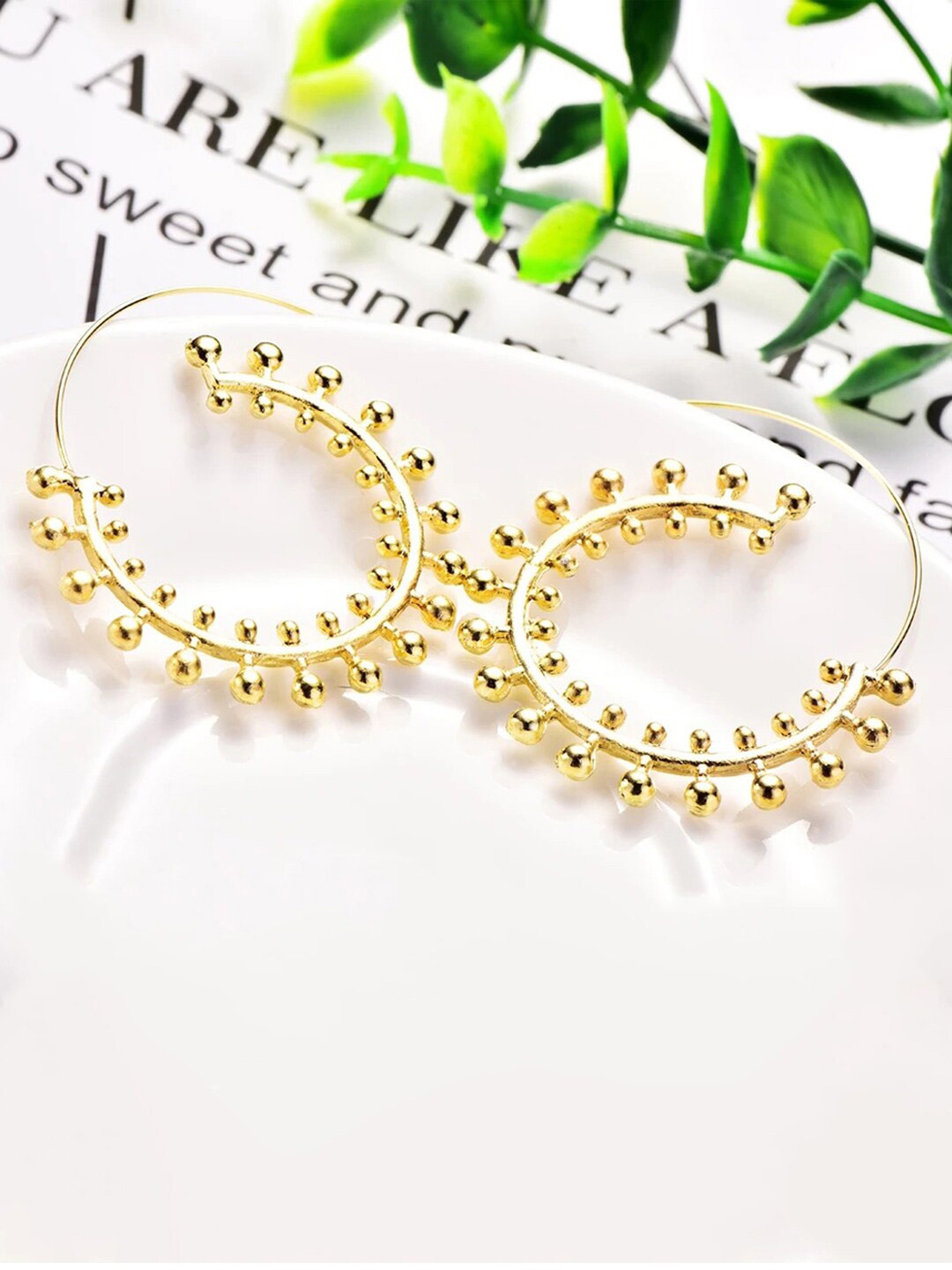 

Jewels Galaxy Gold-Plated Contemporary Hoop Earrings