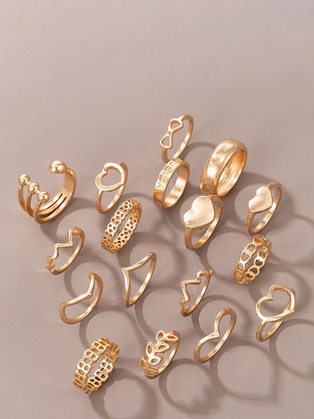 

Jewels Galaxy Set Of 17 Gold-Plated Contemporary Stackable Finger Rings