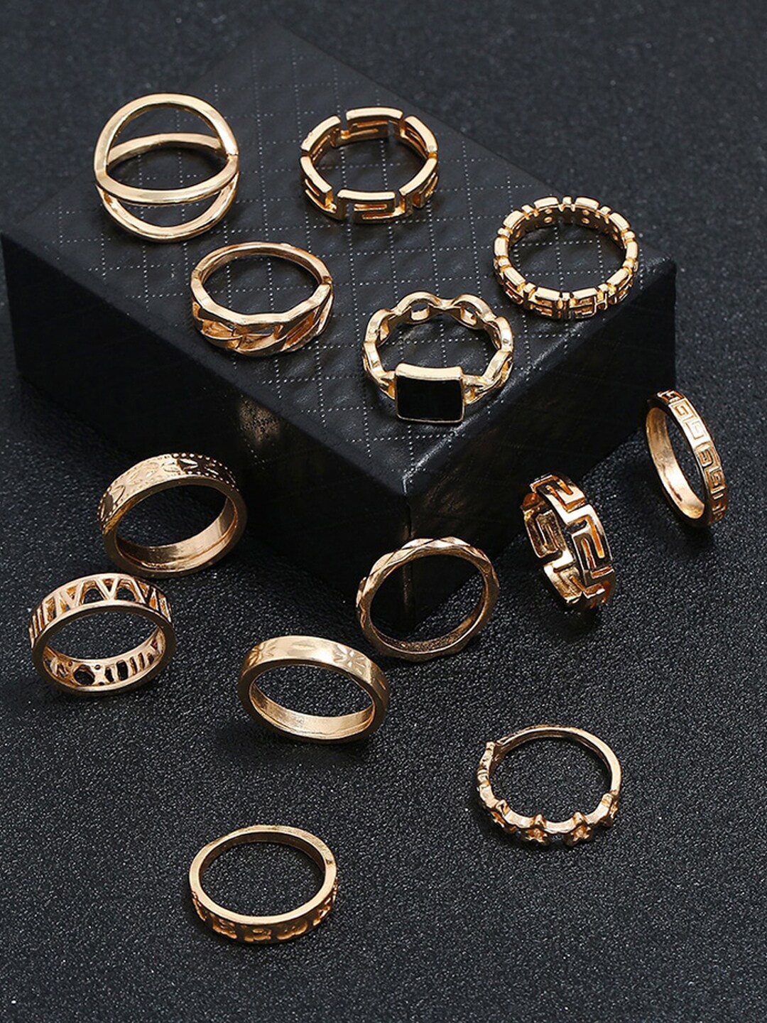 

Jewels Galaxy Set Of 13 Gold-Plated Contemporary Stackable Finger Rings