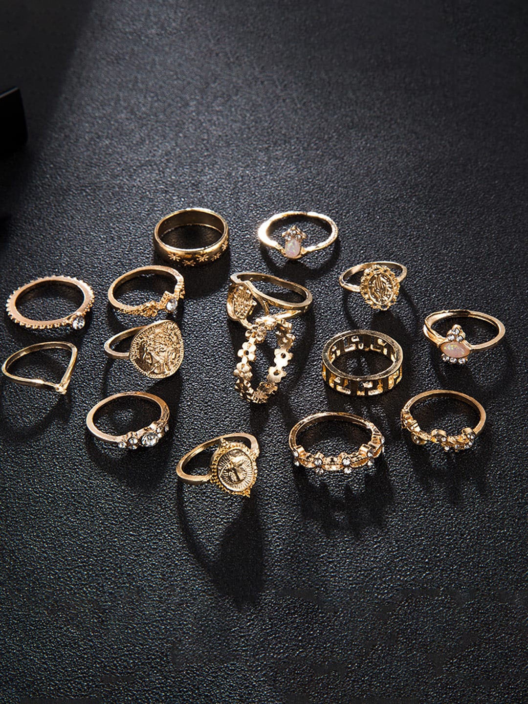 

Jewels Galaxy Set of 15 Gold Plated Contemporary Stackable Rings