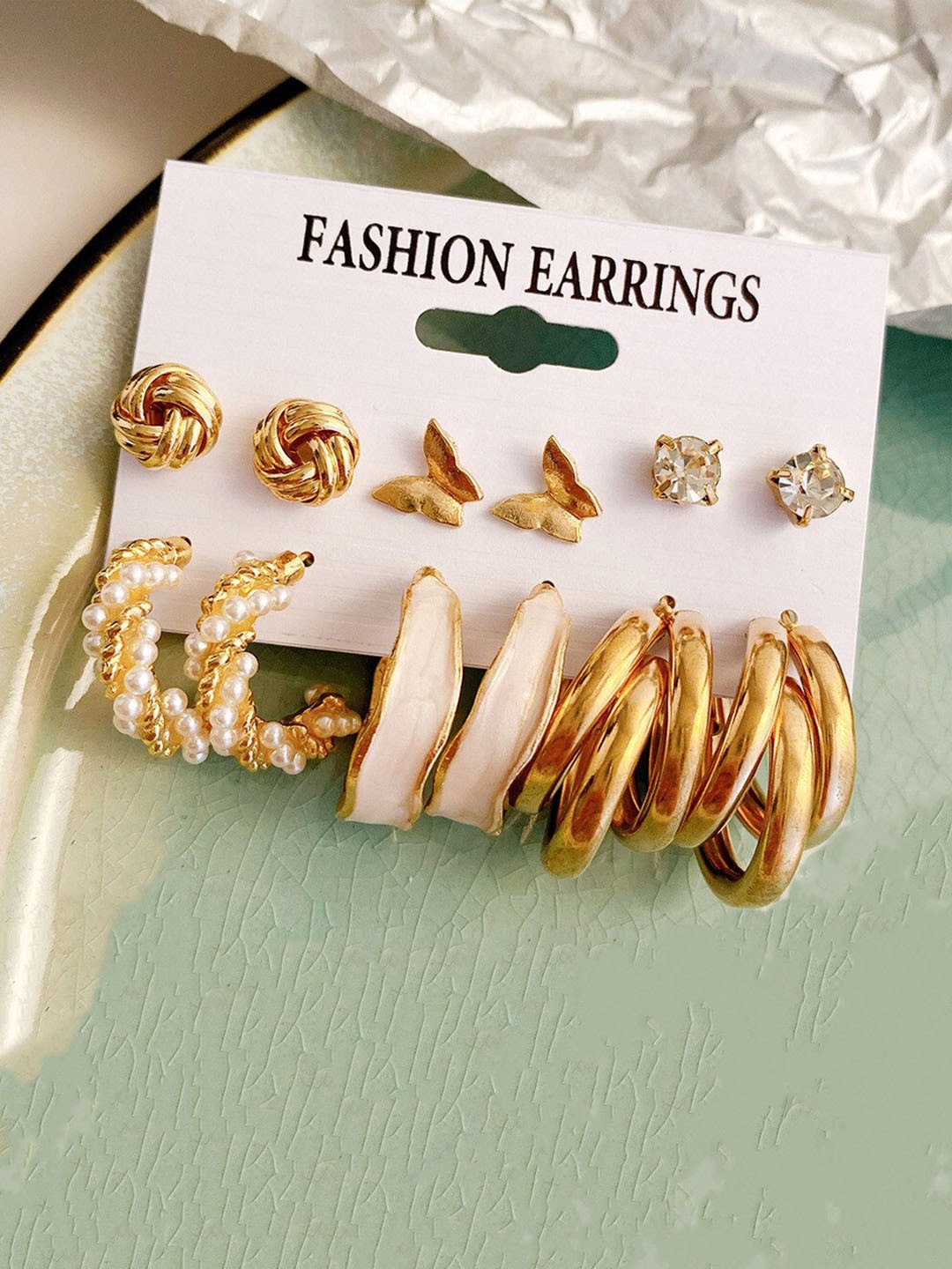 

Jewels Galaxy Pack Of 6 Contemporary Studs Earrings, Multi