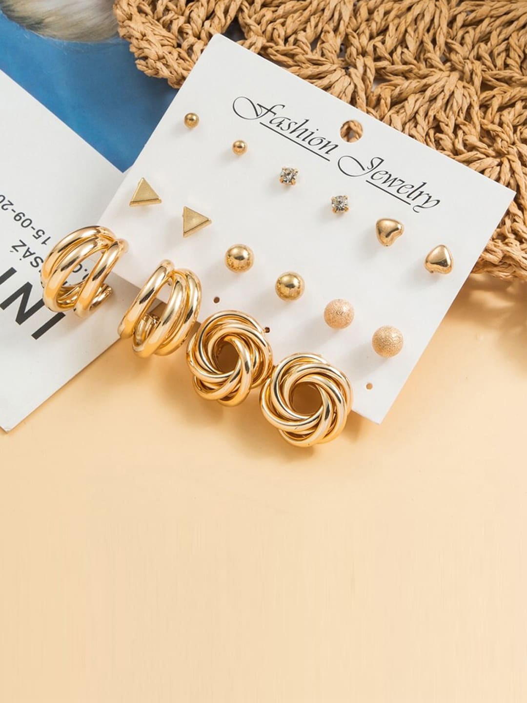 

Jewels Galaxy Pack Of 6 Gold-Plated Contemporary Studs Earrings