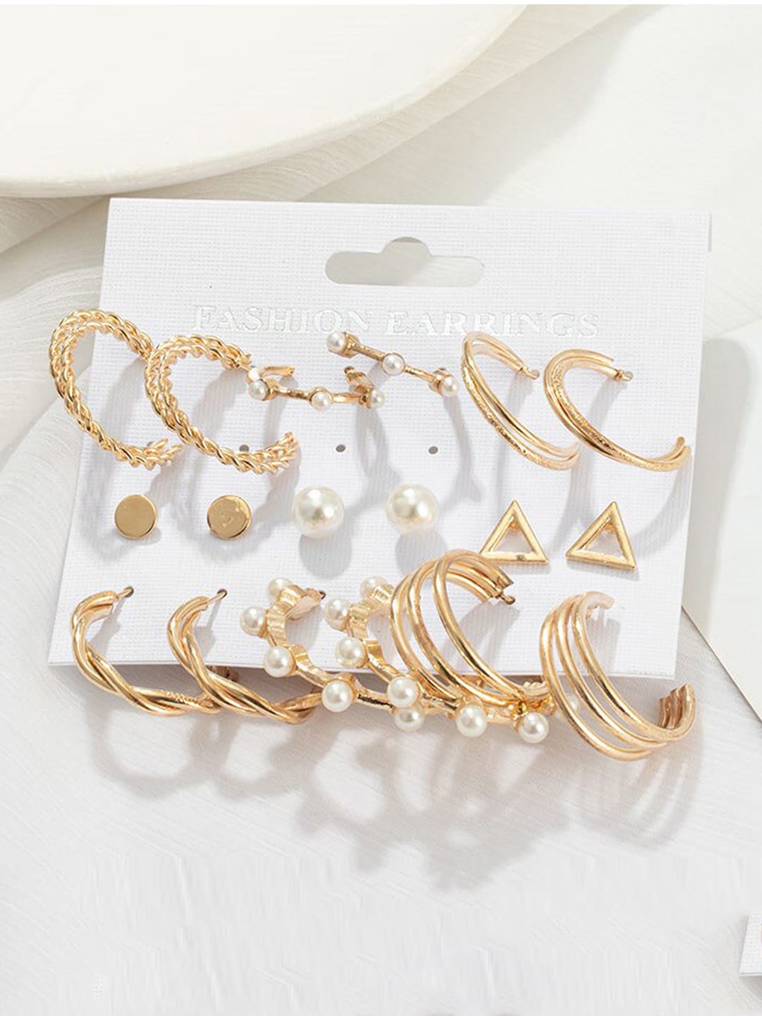 

Jewels Galaxy Pack Of 6 Gold-Plated Contemporary Half Hoop Earrings