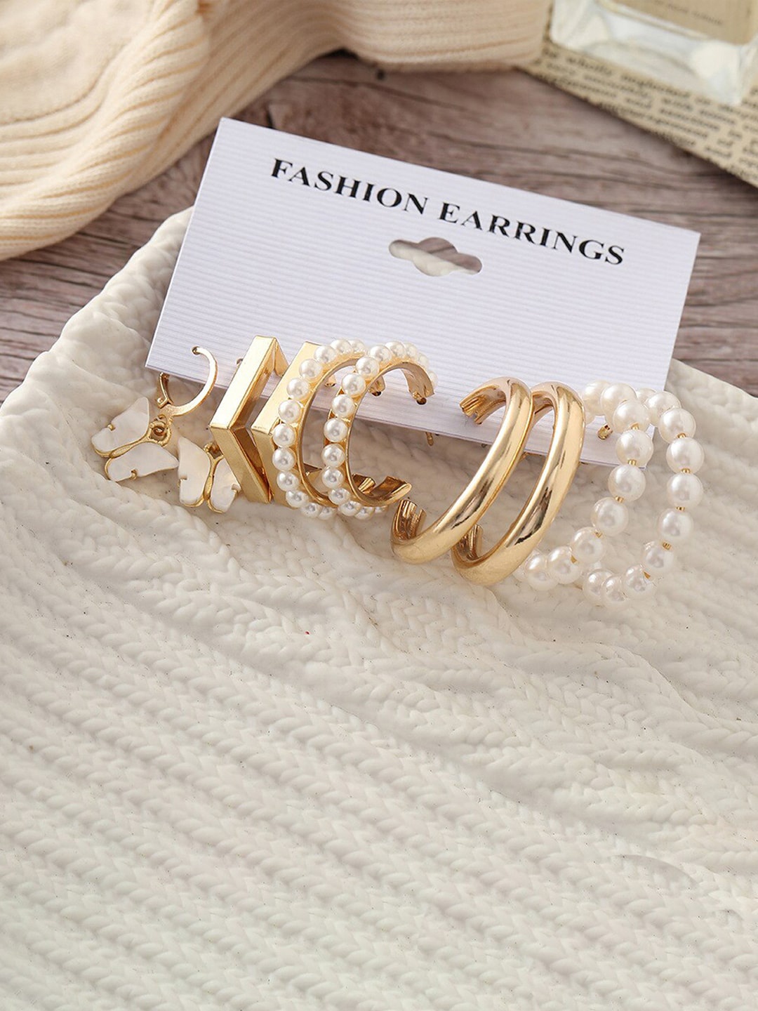 

Jewels Galaxy Set of 5 Gold-Toned Contemporary Hoop Earrings