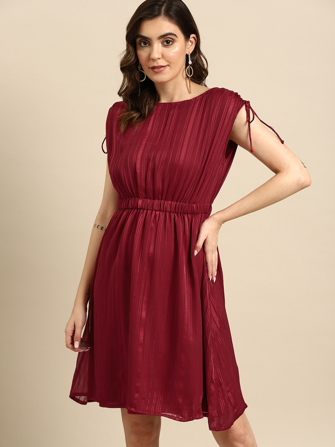 

all about you Striped A-Line Mini Dress, Red